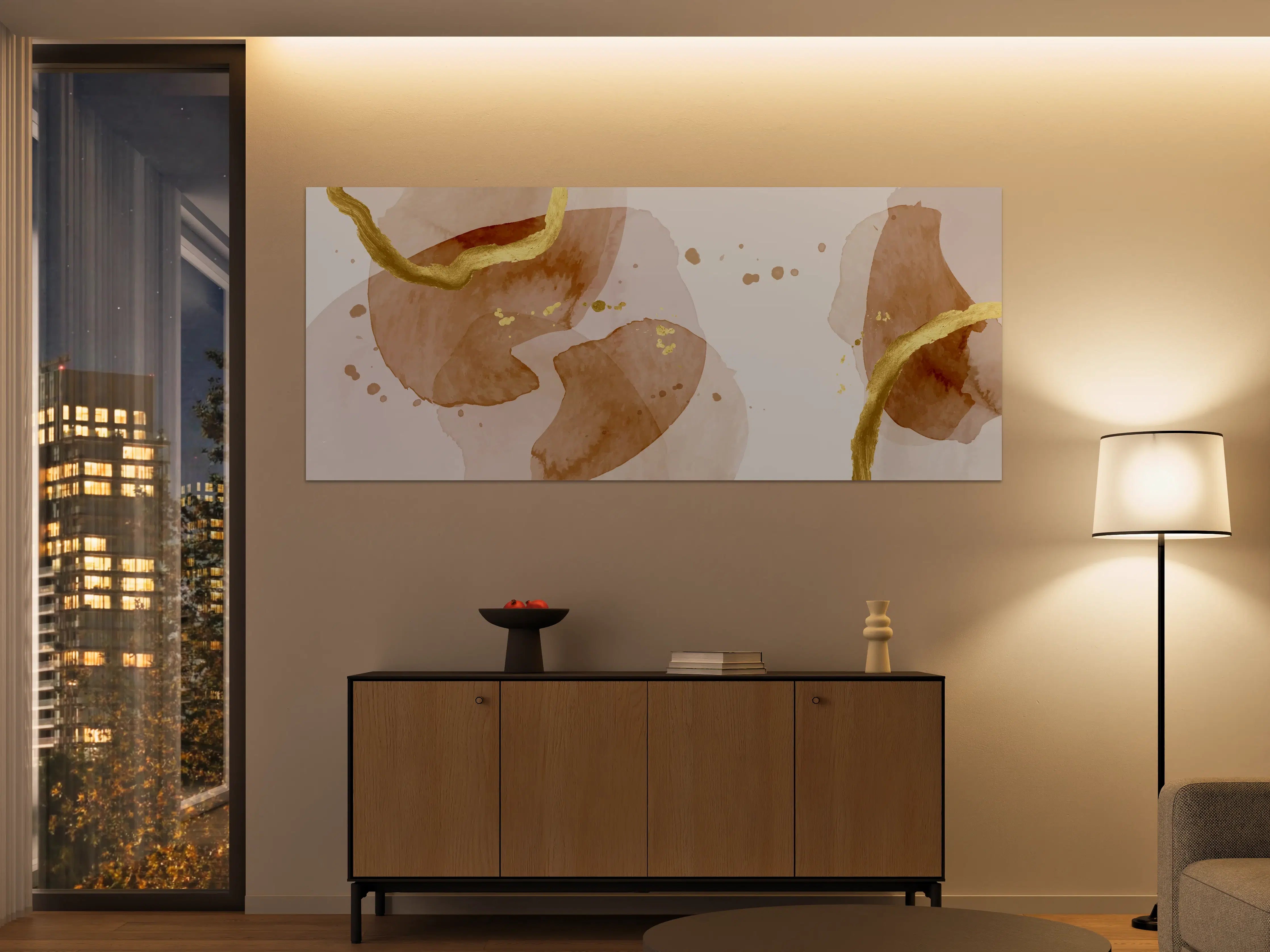 Große Wandbilder - Beige Aquarell Kunst