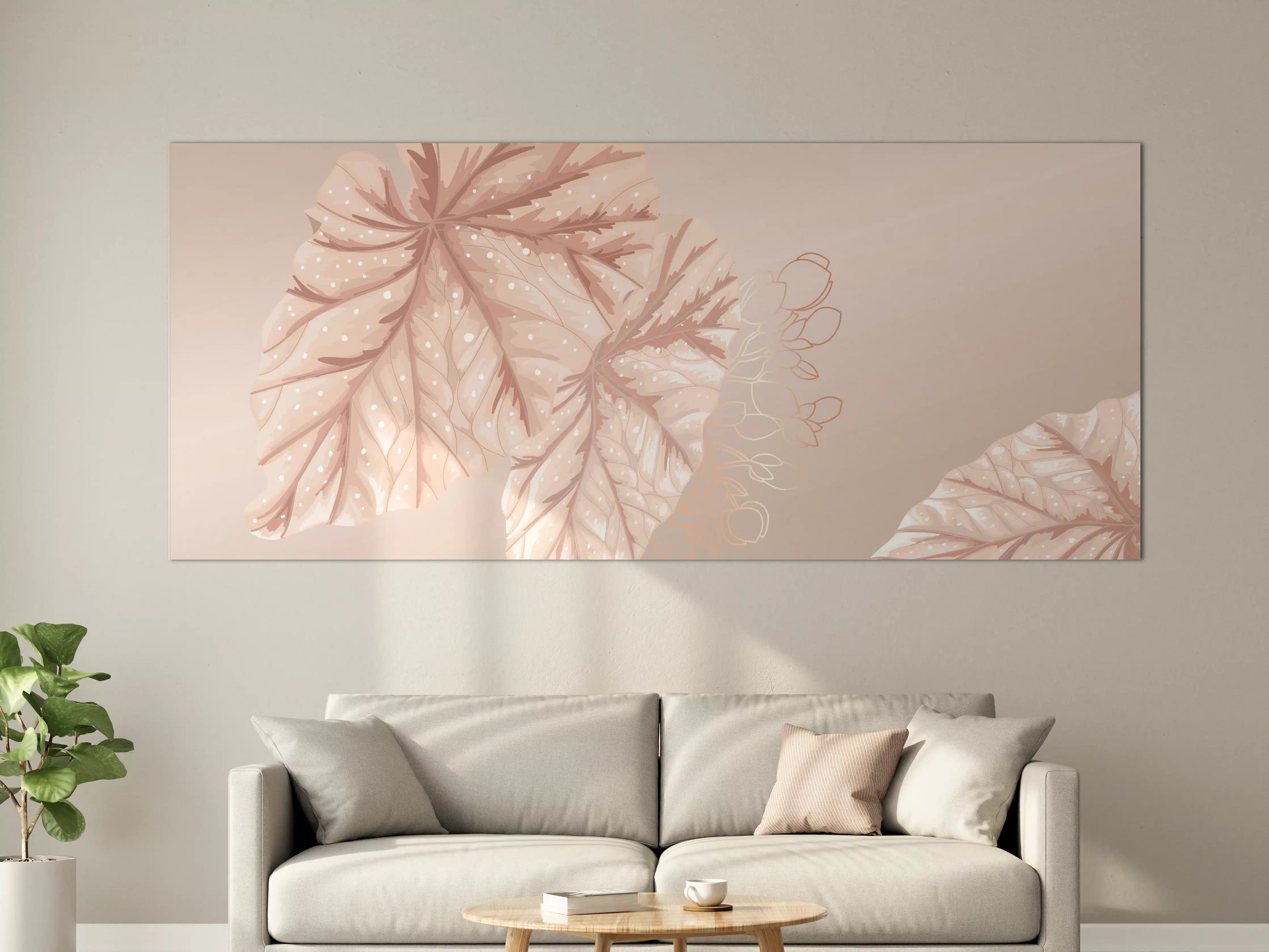 Große Wandbilder - Beige Blätter Illustration