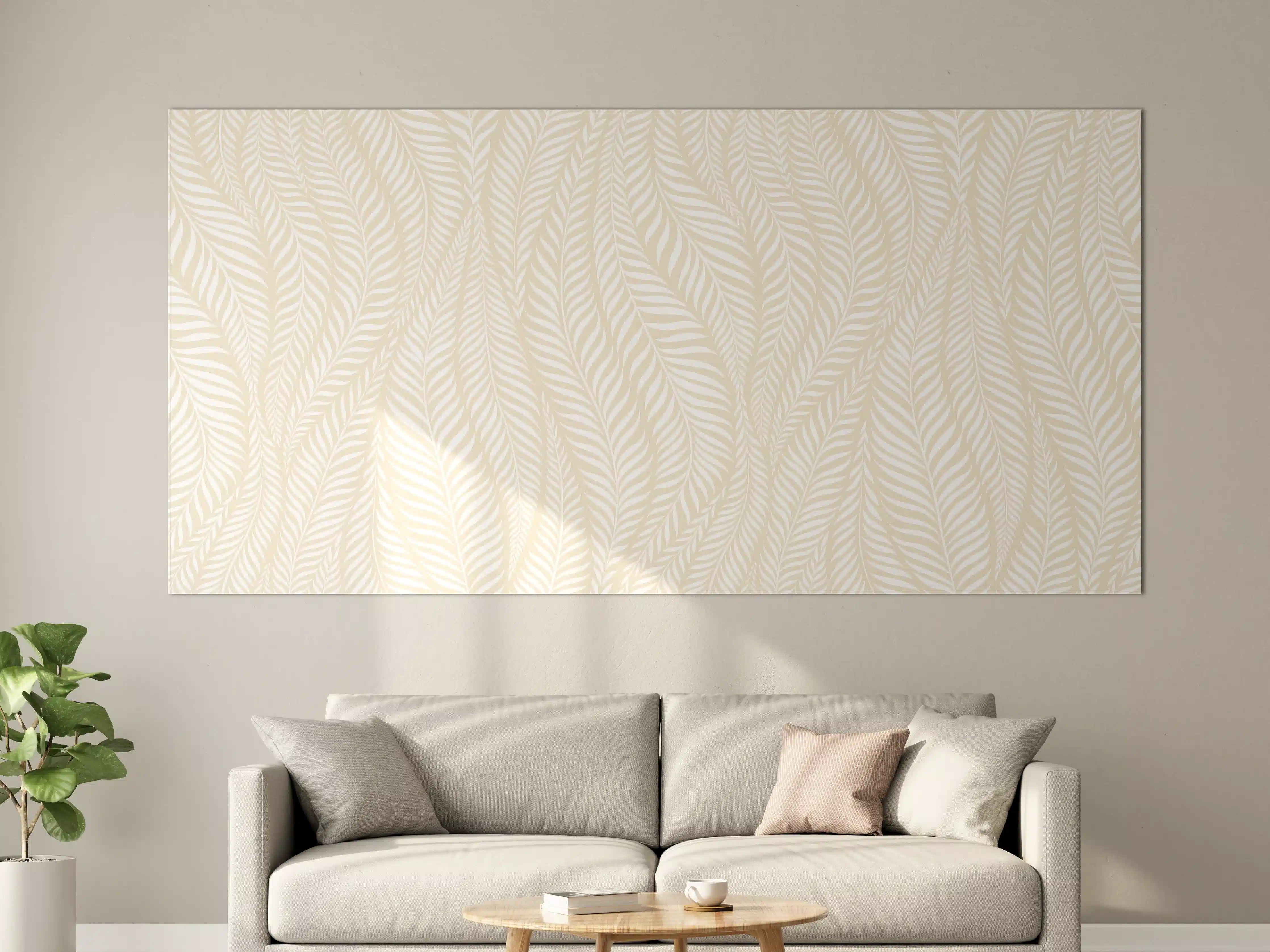 Große Wandbilder - Beige Blättermustermotiv mit Schatteneffekt