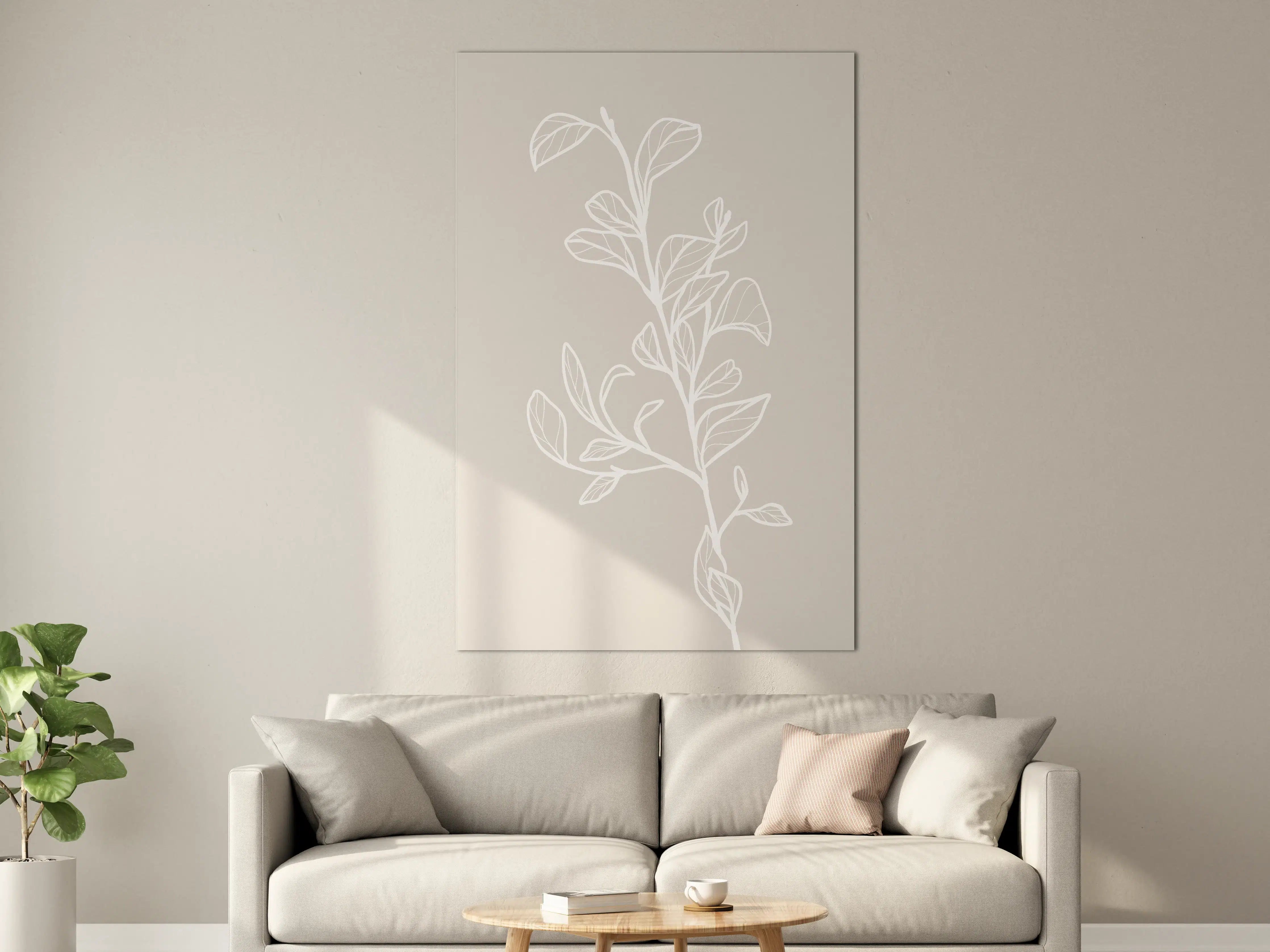 Große Wandbilder - Beige Blattlinien Grafik