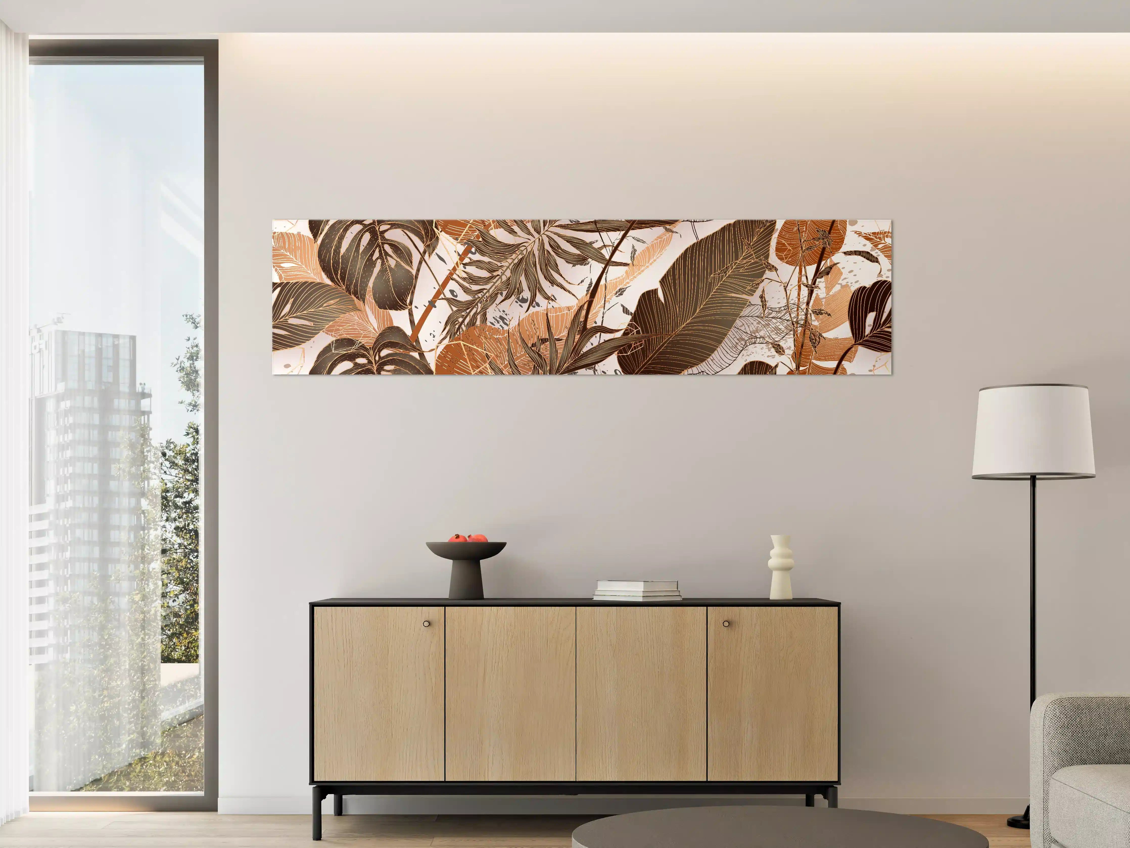 Große Wandbilder - Beige Blattmuster Tapete
