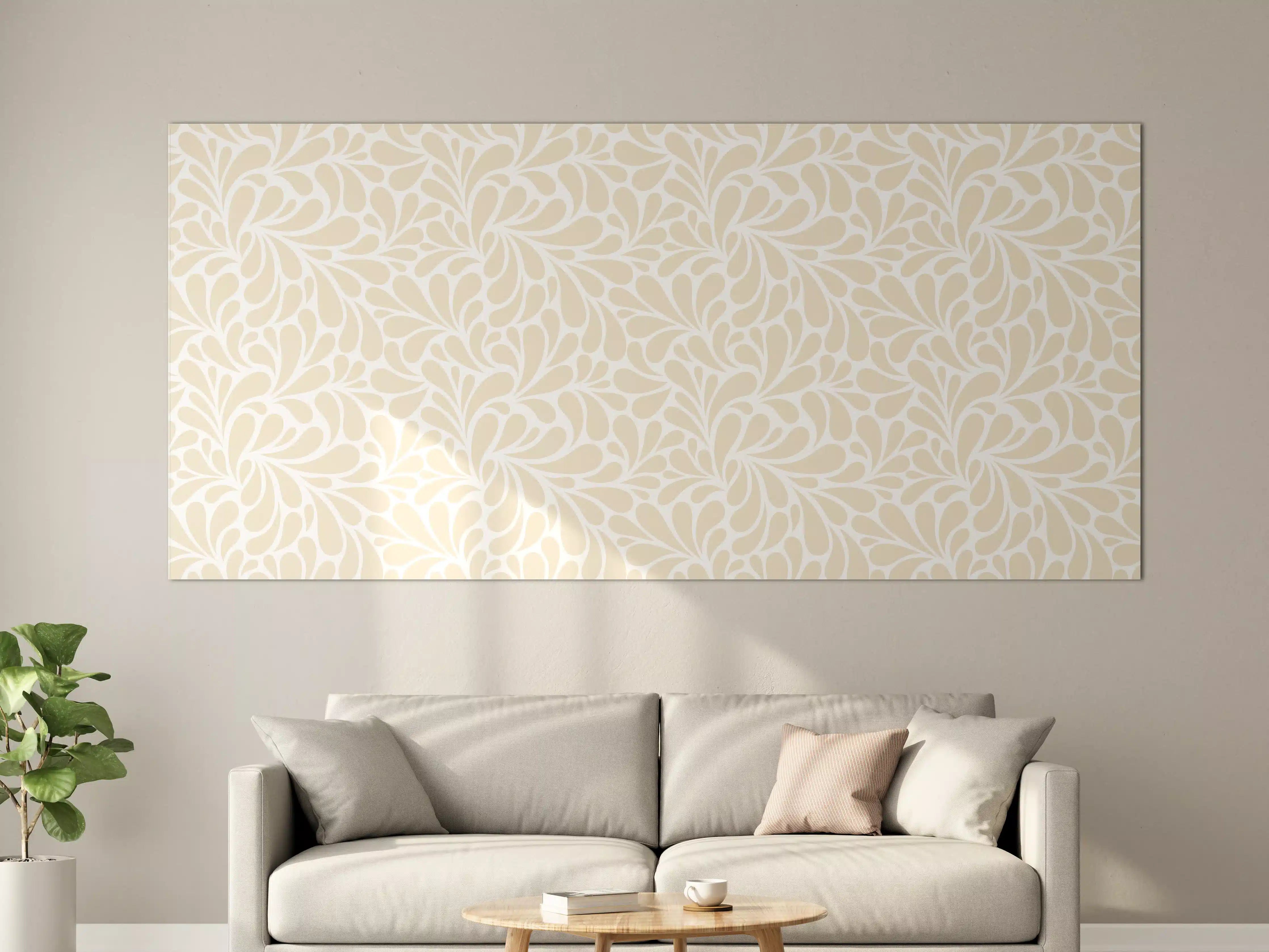 Große Wandbilder - Beige-Blumenmuster mit eleganter Note