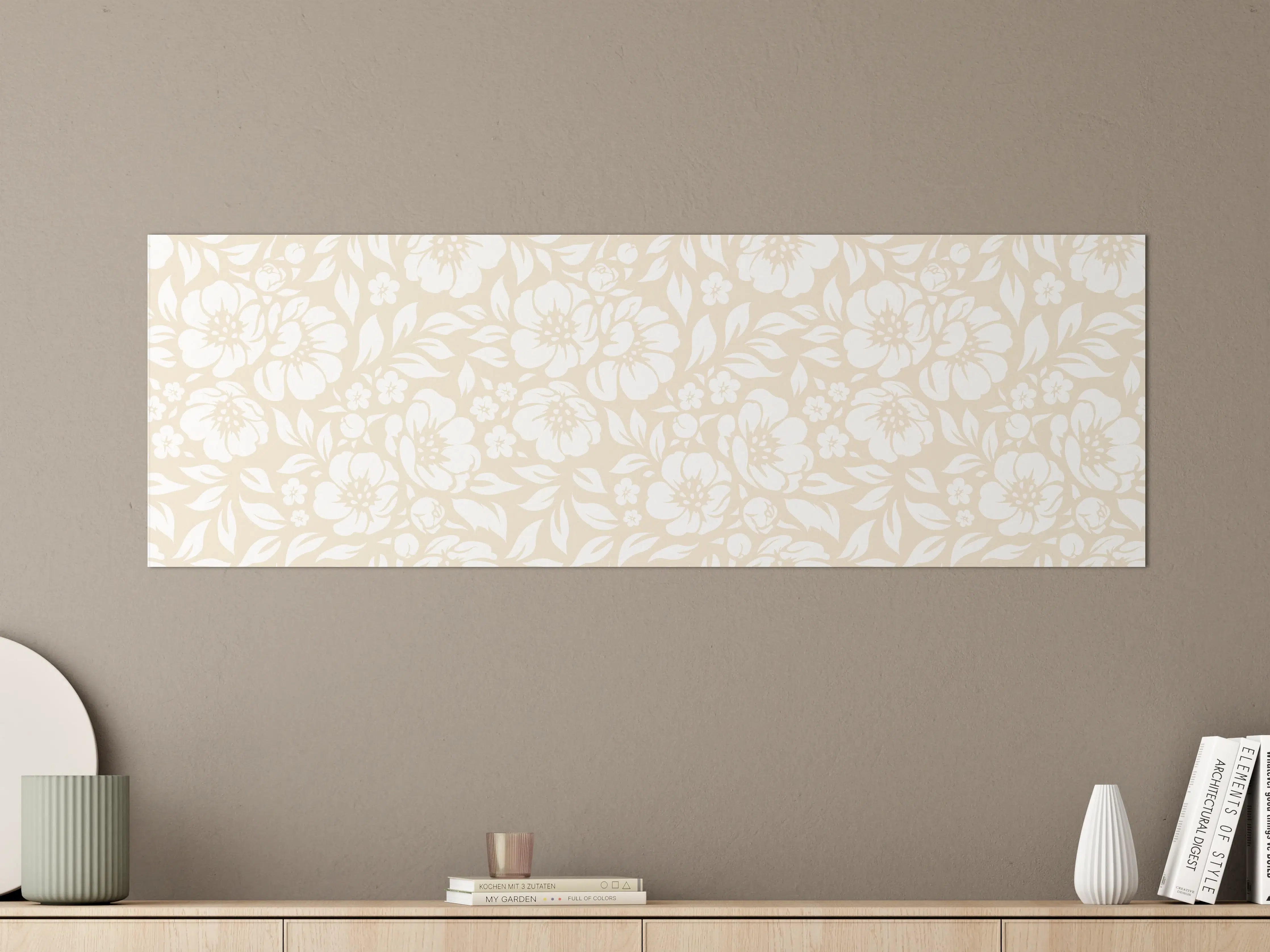 Große Wandbilder - Beige Blumenmuster mit floralem Design