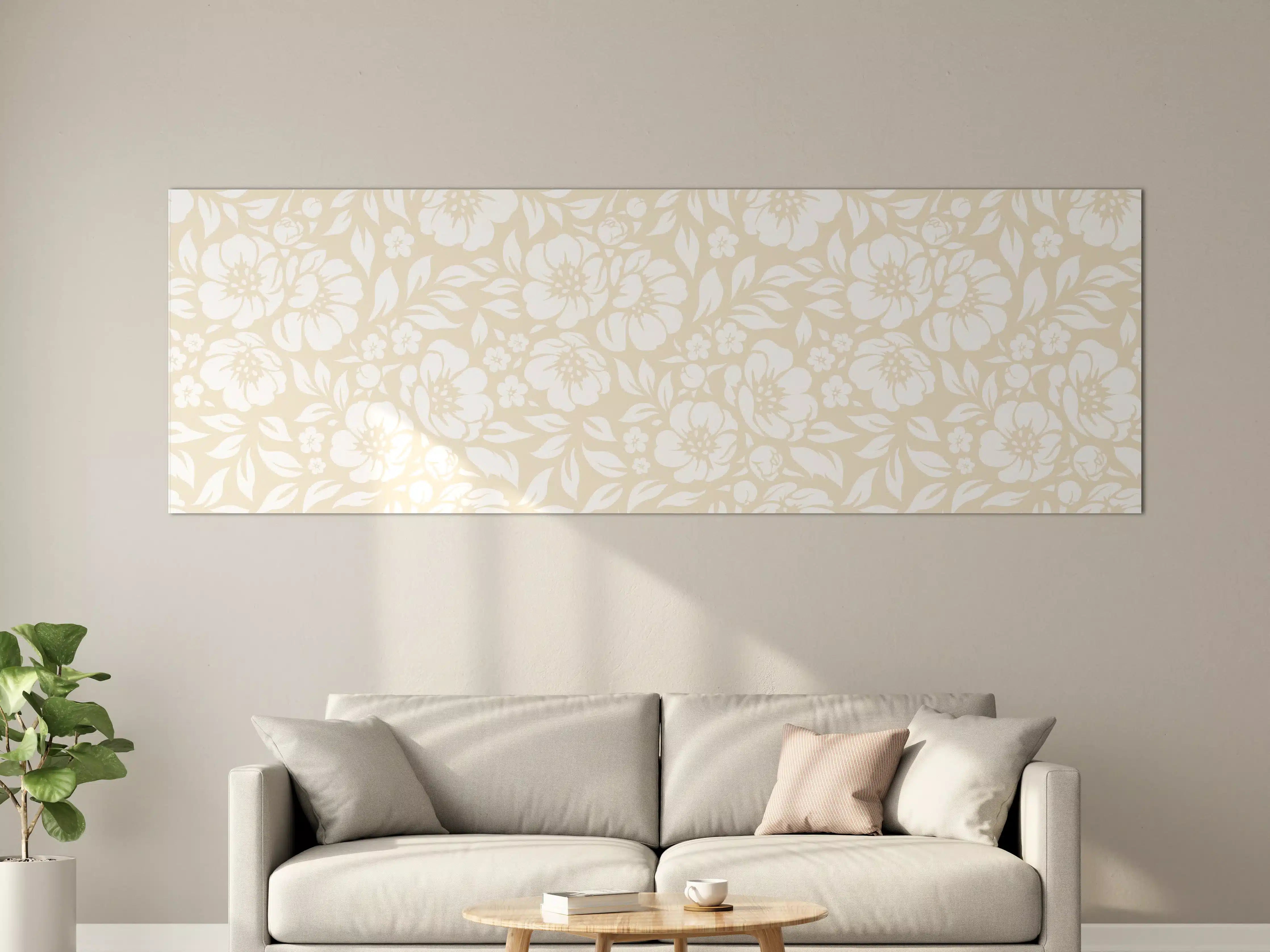 Große Wandbilder - Beige Blumenmuster mit floralem Design