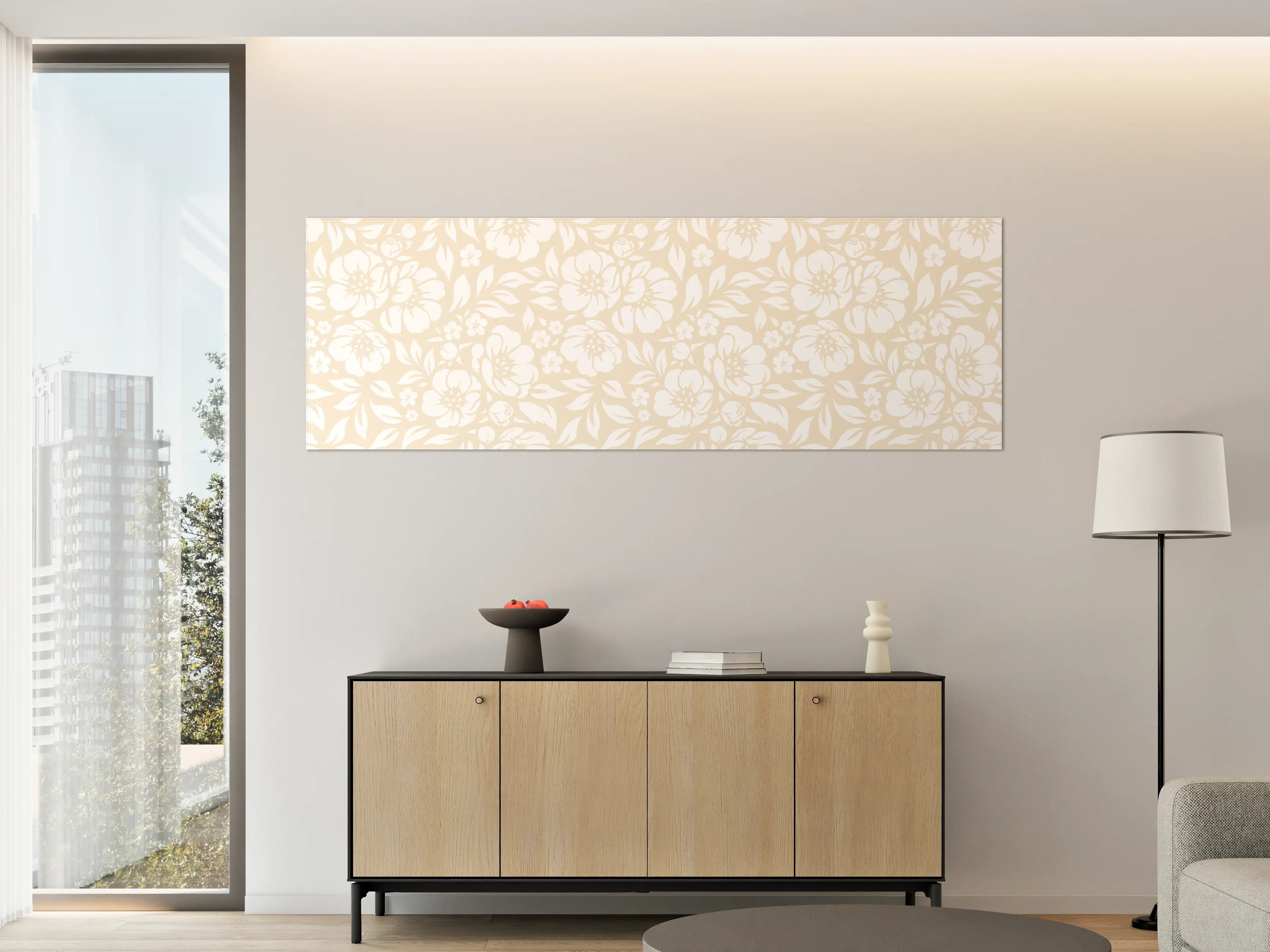 Große Wandbilder - Beige Blumenmuster mit floralem Design