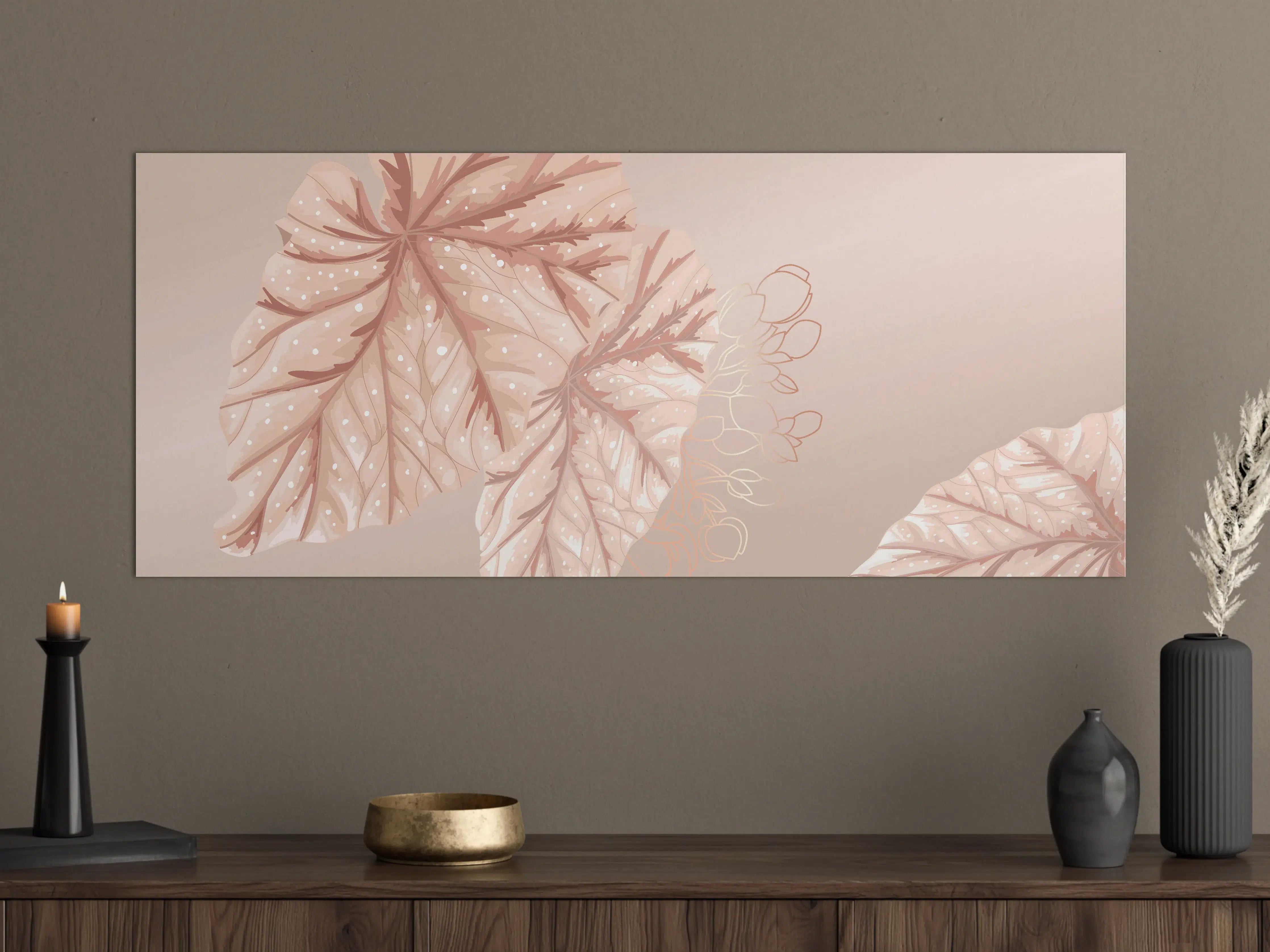 Große Wandbilder - Beige Design Blattmuster