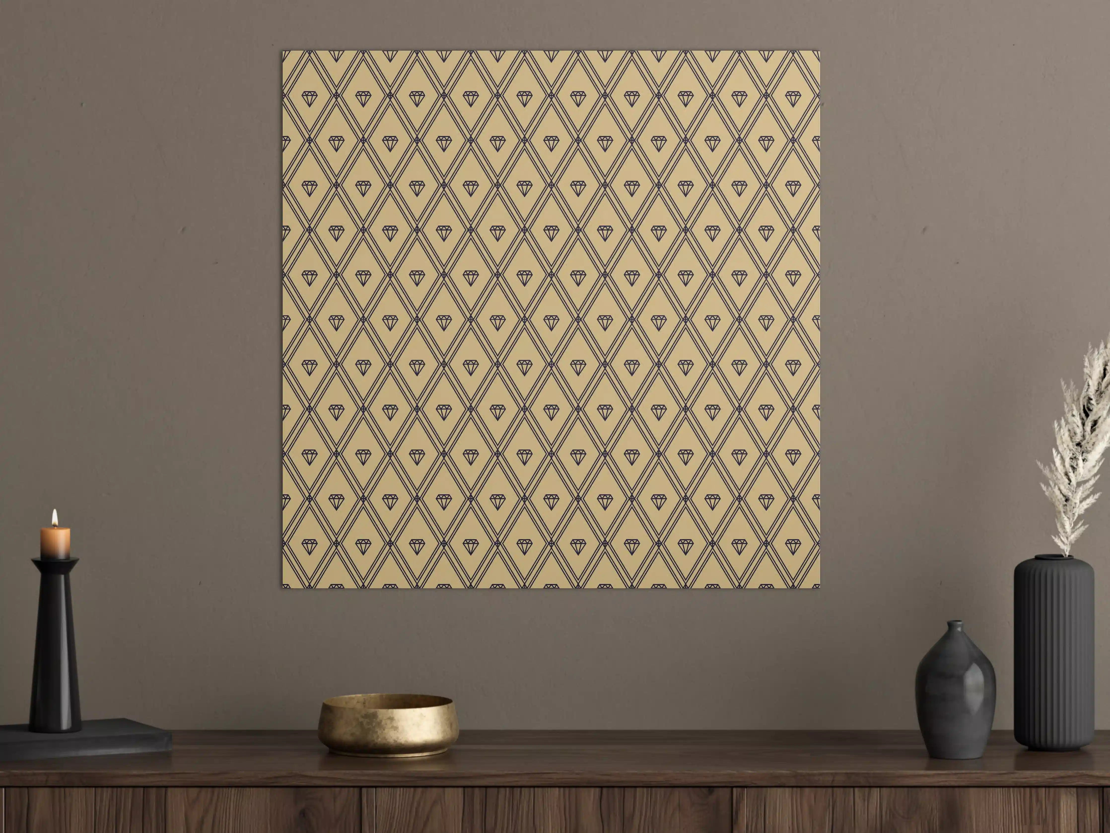 Große Wandbilder - Beige Diamantmuster Design