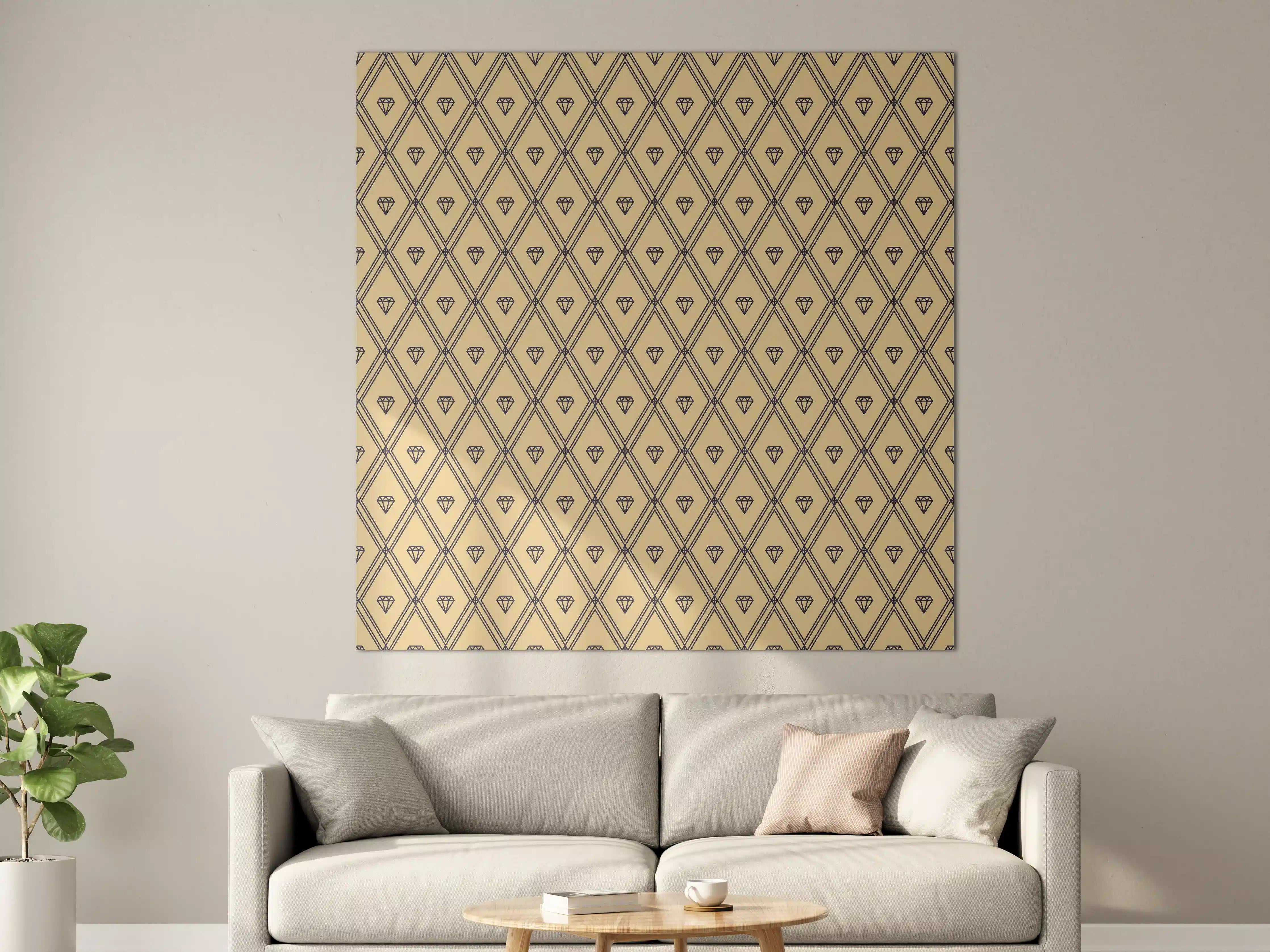 Große Wandbilder - Beige Diamantmuster Design