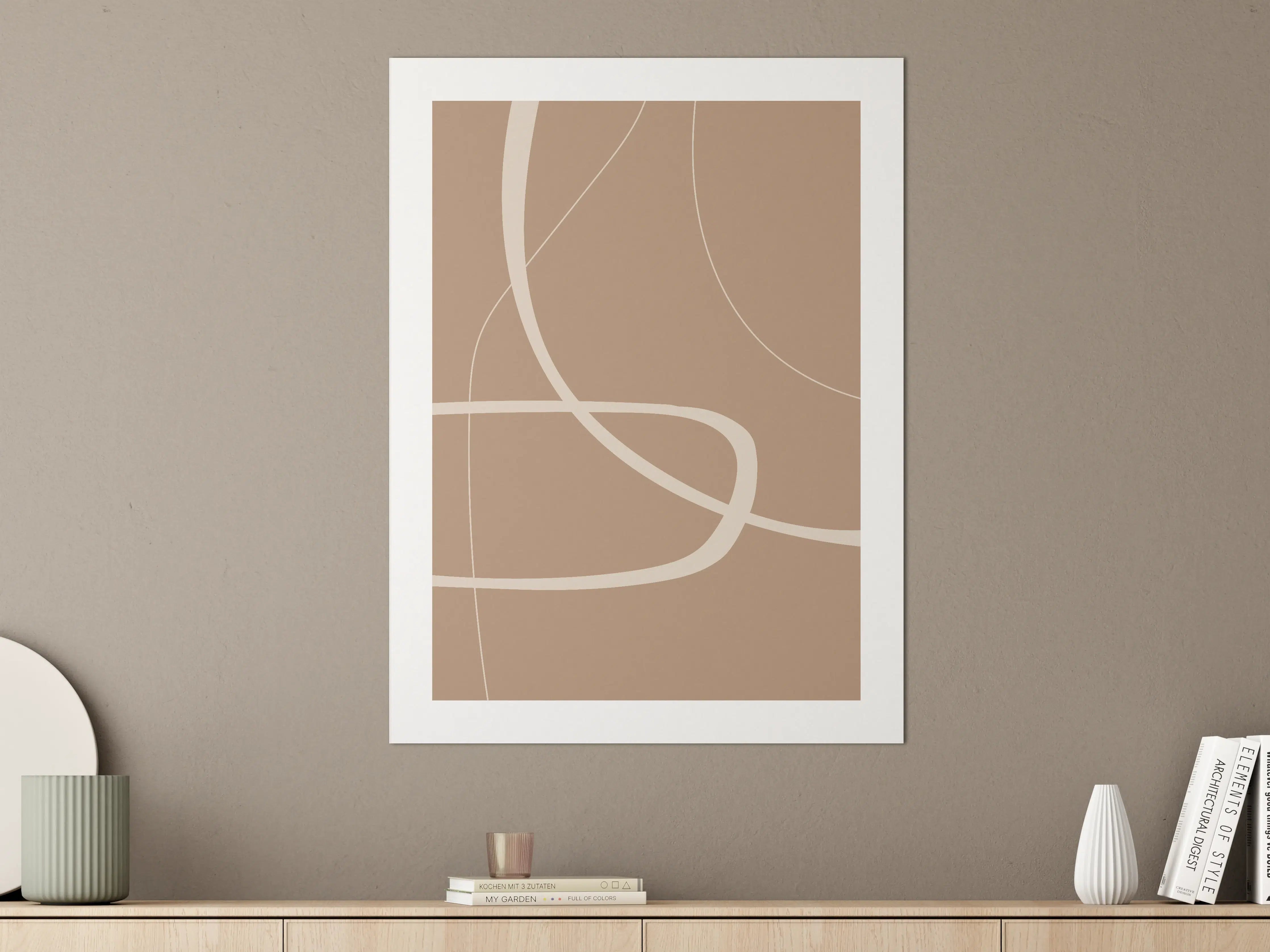 Große Wandbilder - Beige Erdtöne mit geschwungenen Linien