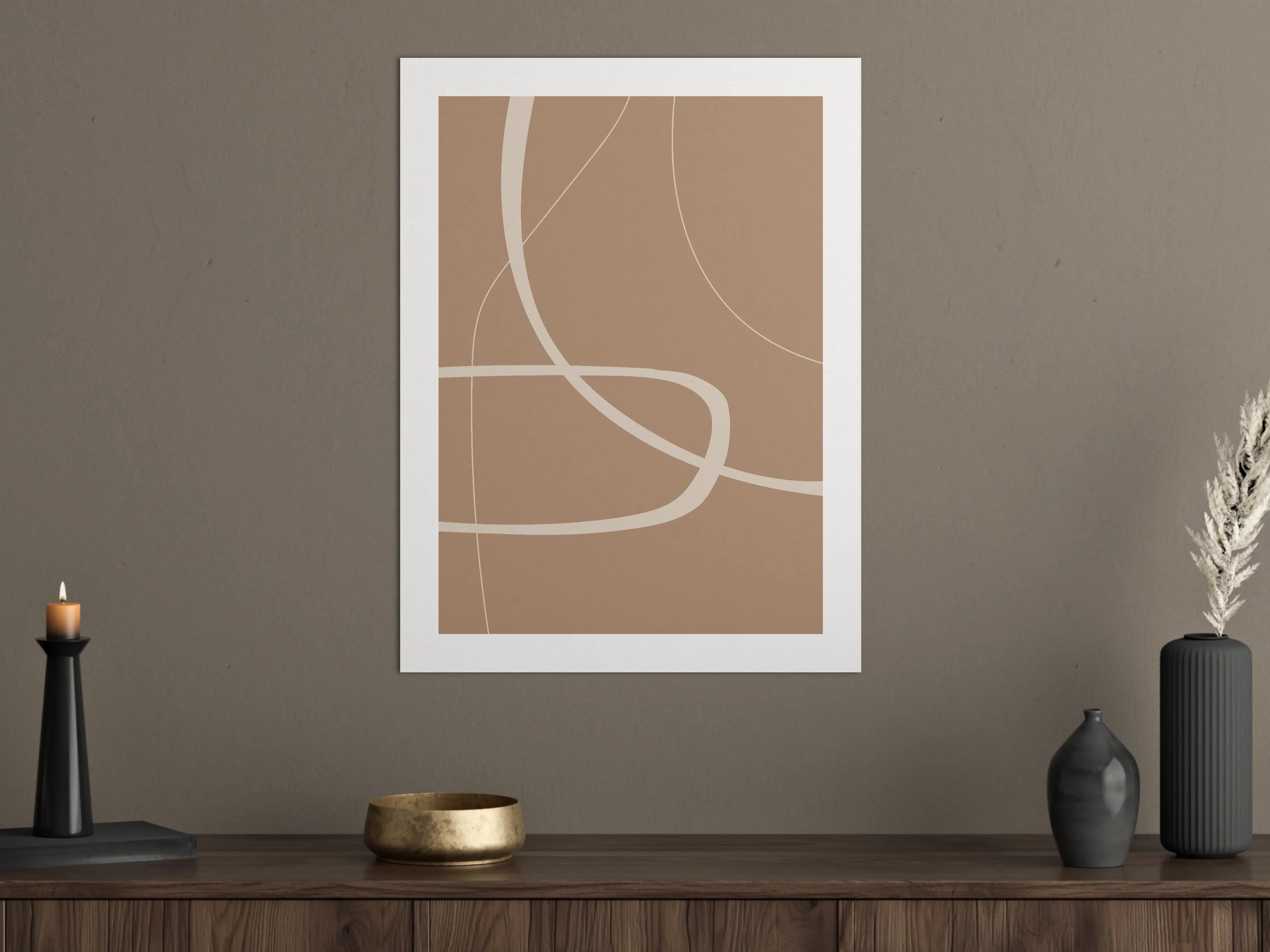 Große Wandbilder - Beige Erdtöne mit geschwungenen Linien
