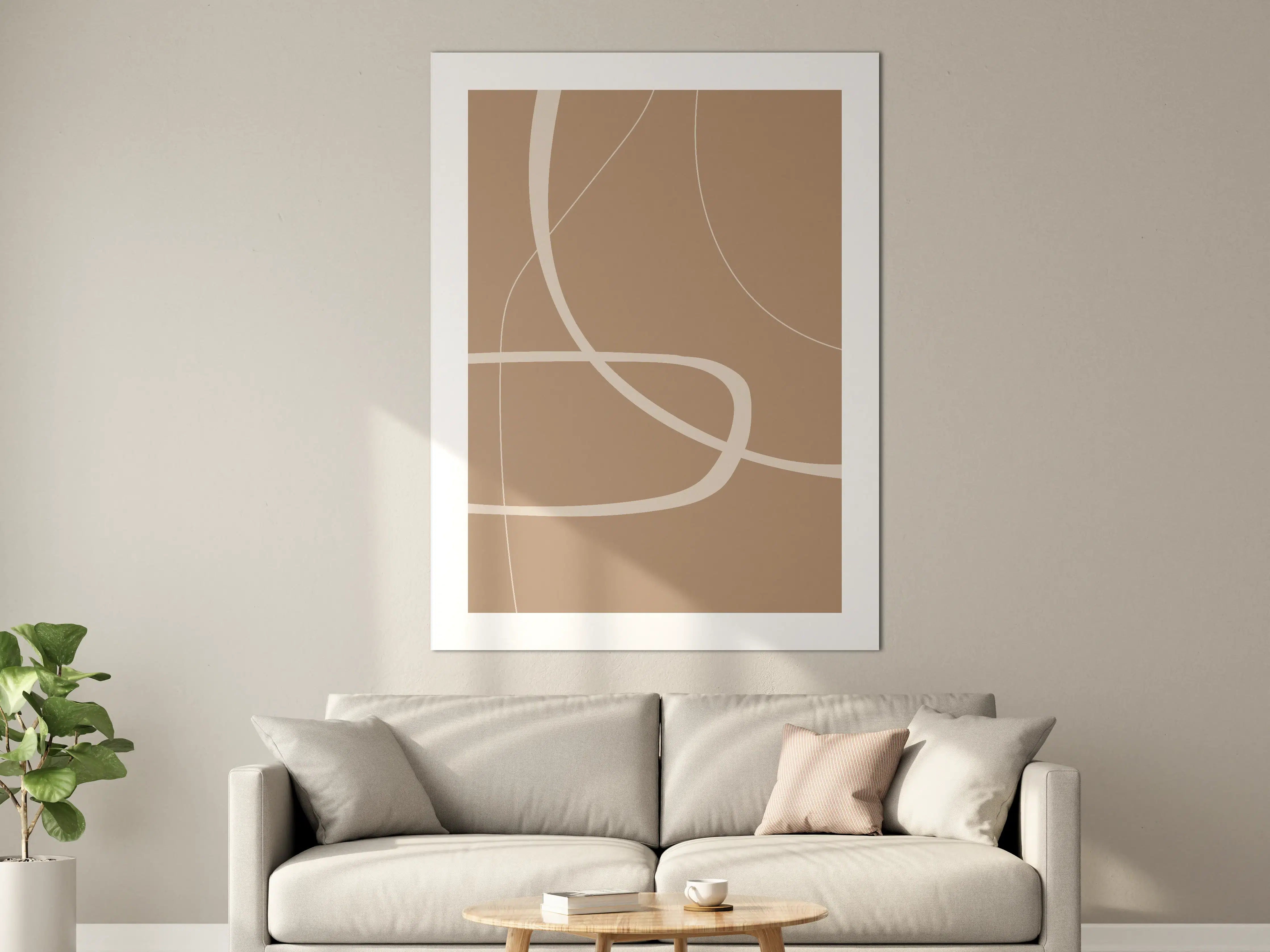 Große Wandbilder - Beige Erdtöne mit geschwungenen Linien