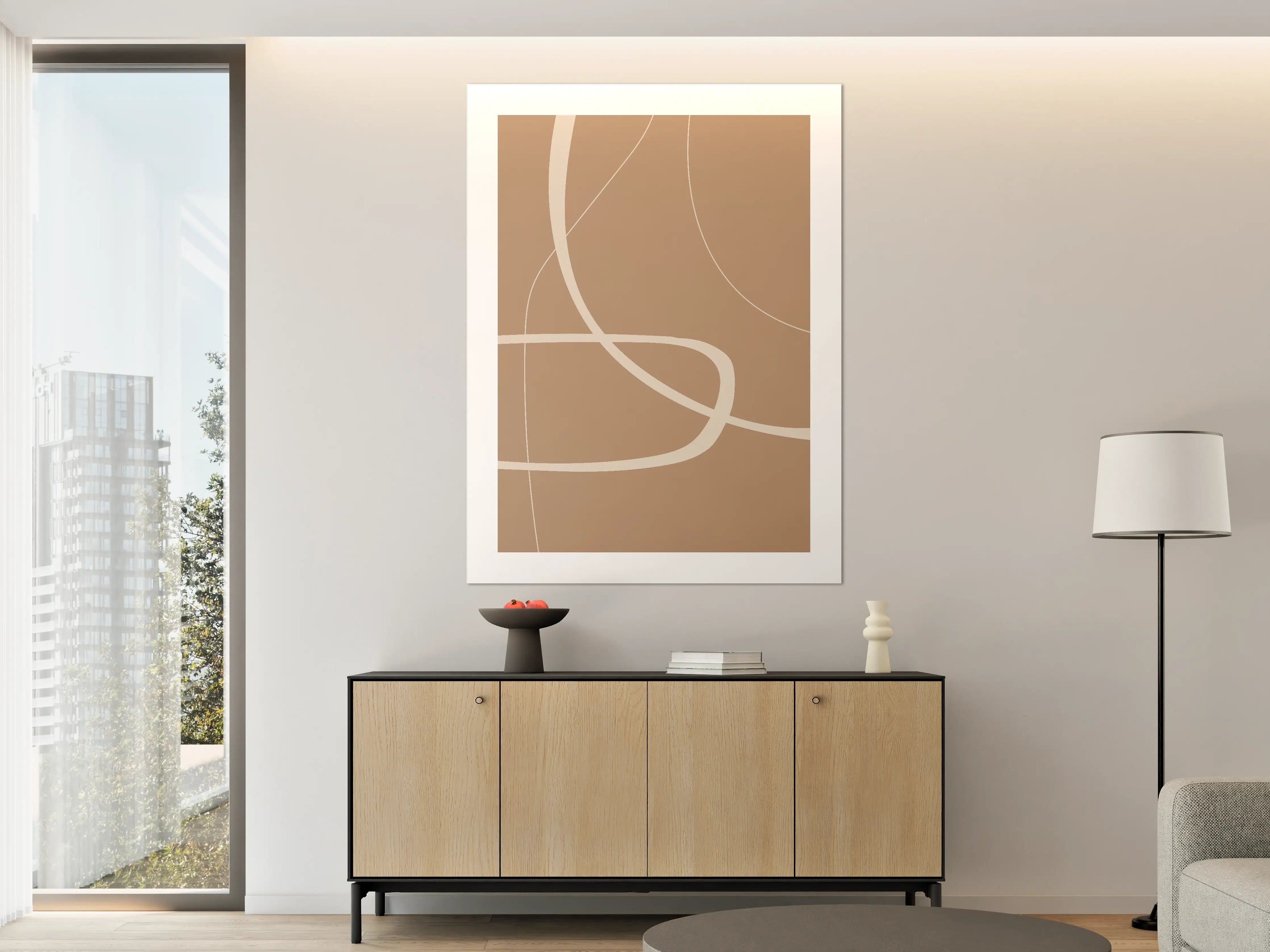 Große Wandbilder - Beige Erdtöne mit geschwungenen Linien