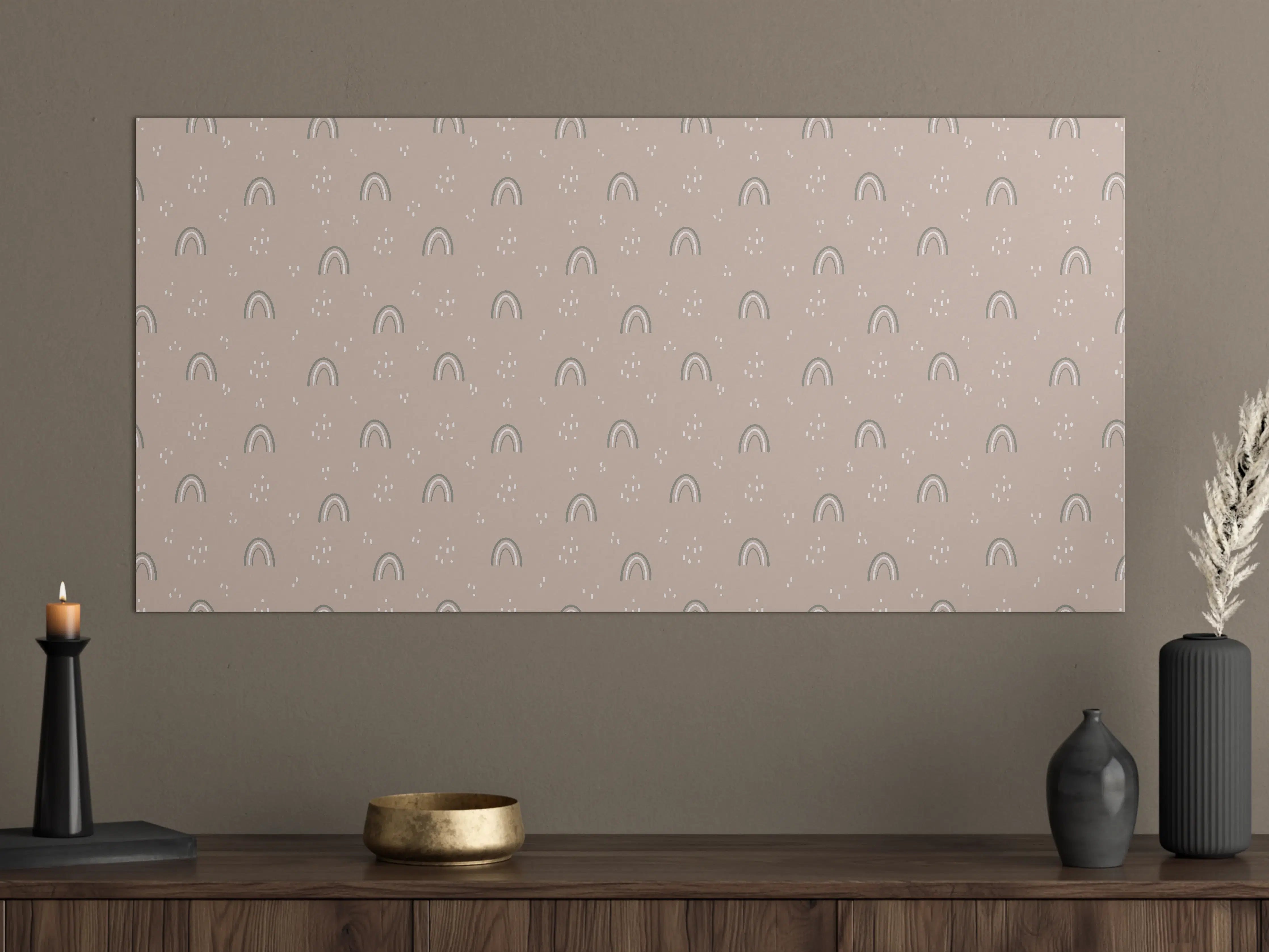 Große Wandbilder - Beige Holz- und Regenbogenmuster