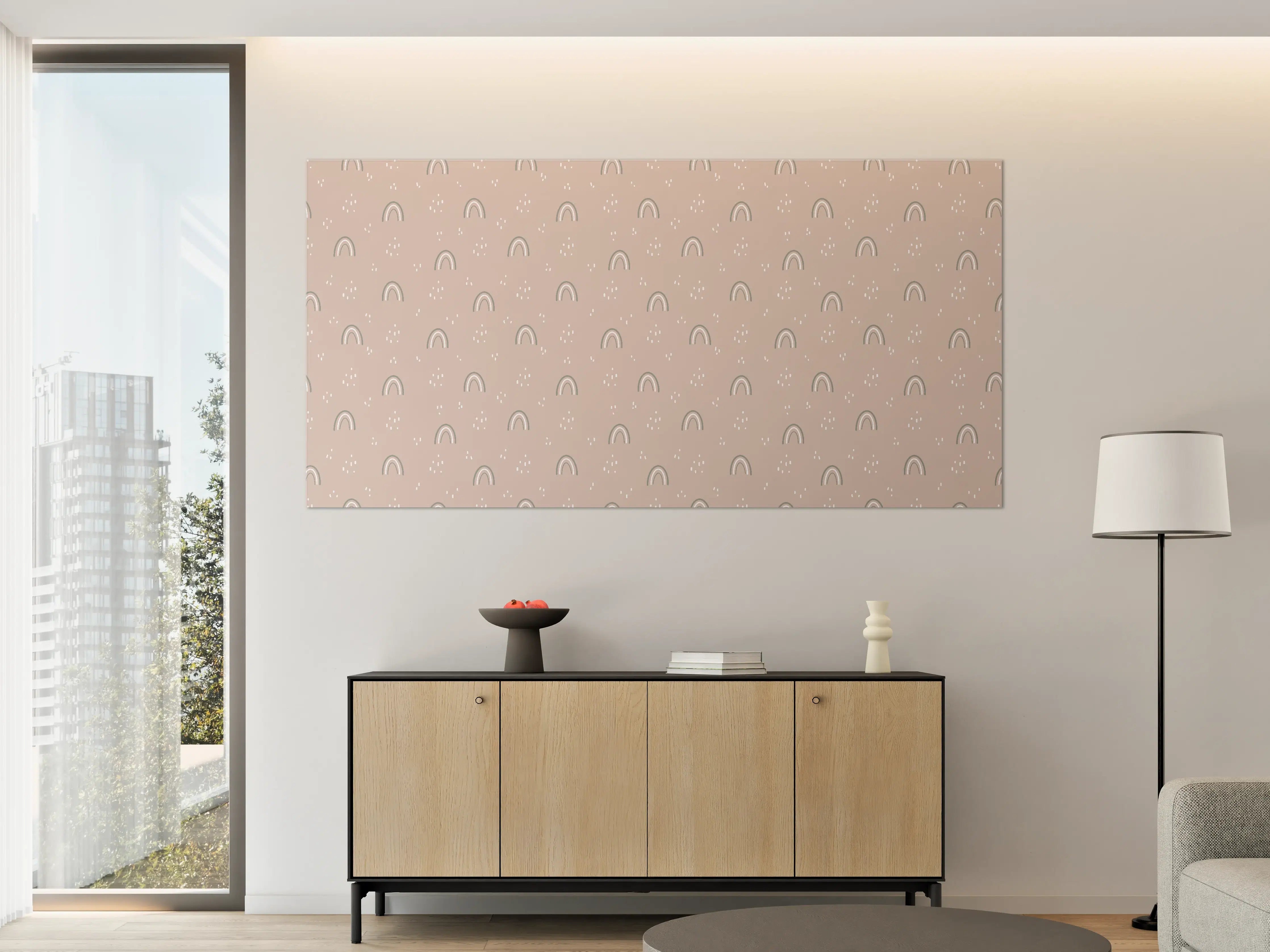 Große Wandbilder - Beige Holz- und Regenbogenmuster