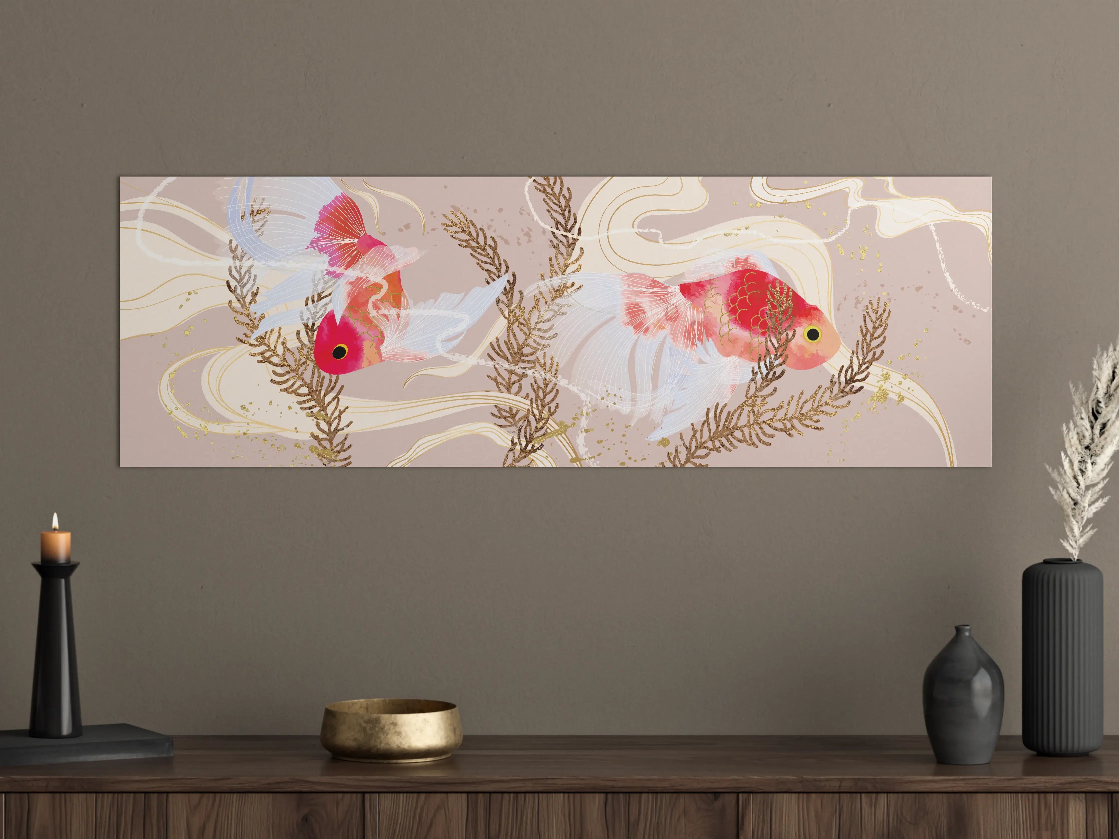 Große Wandbilder - Beige Koi-Kunstdruck