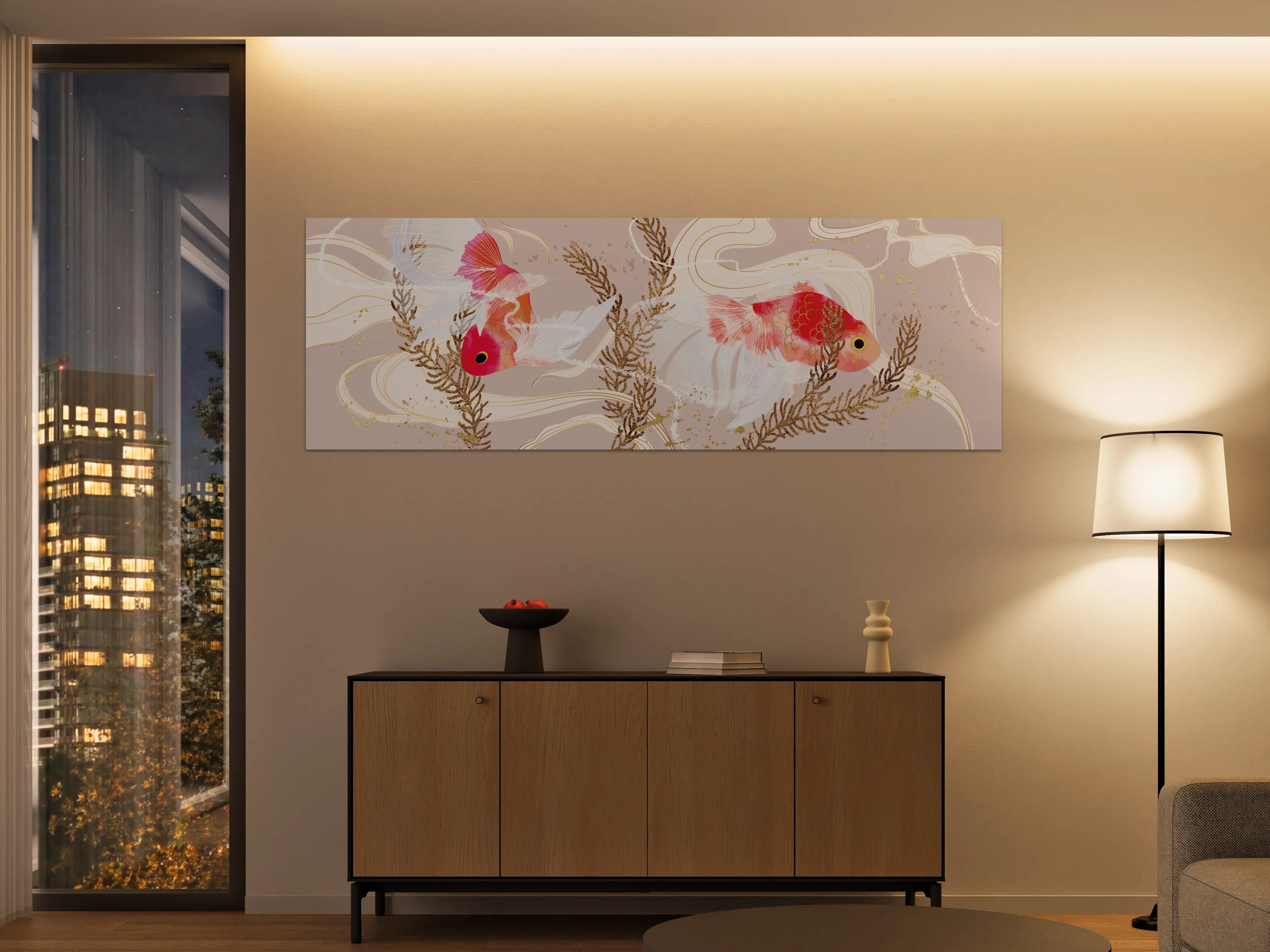 Große Wandbilder - Beige Koi-Kunstdruck