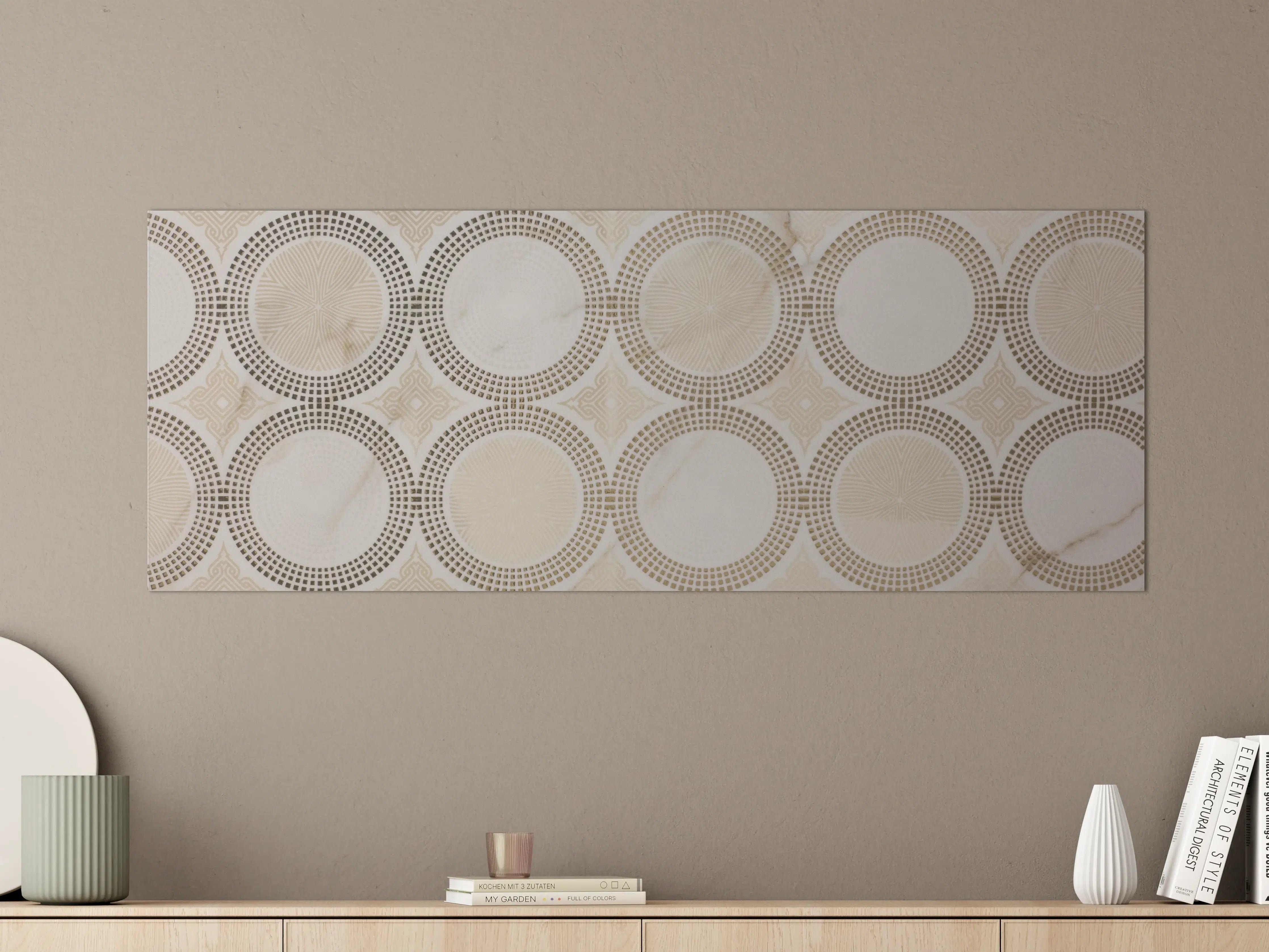 Große Wandbilder - Beige Marmor-Textur mit geometrischem Muster
