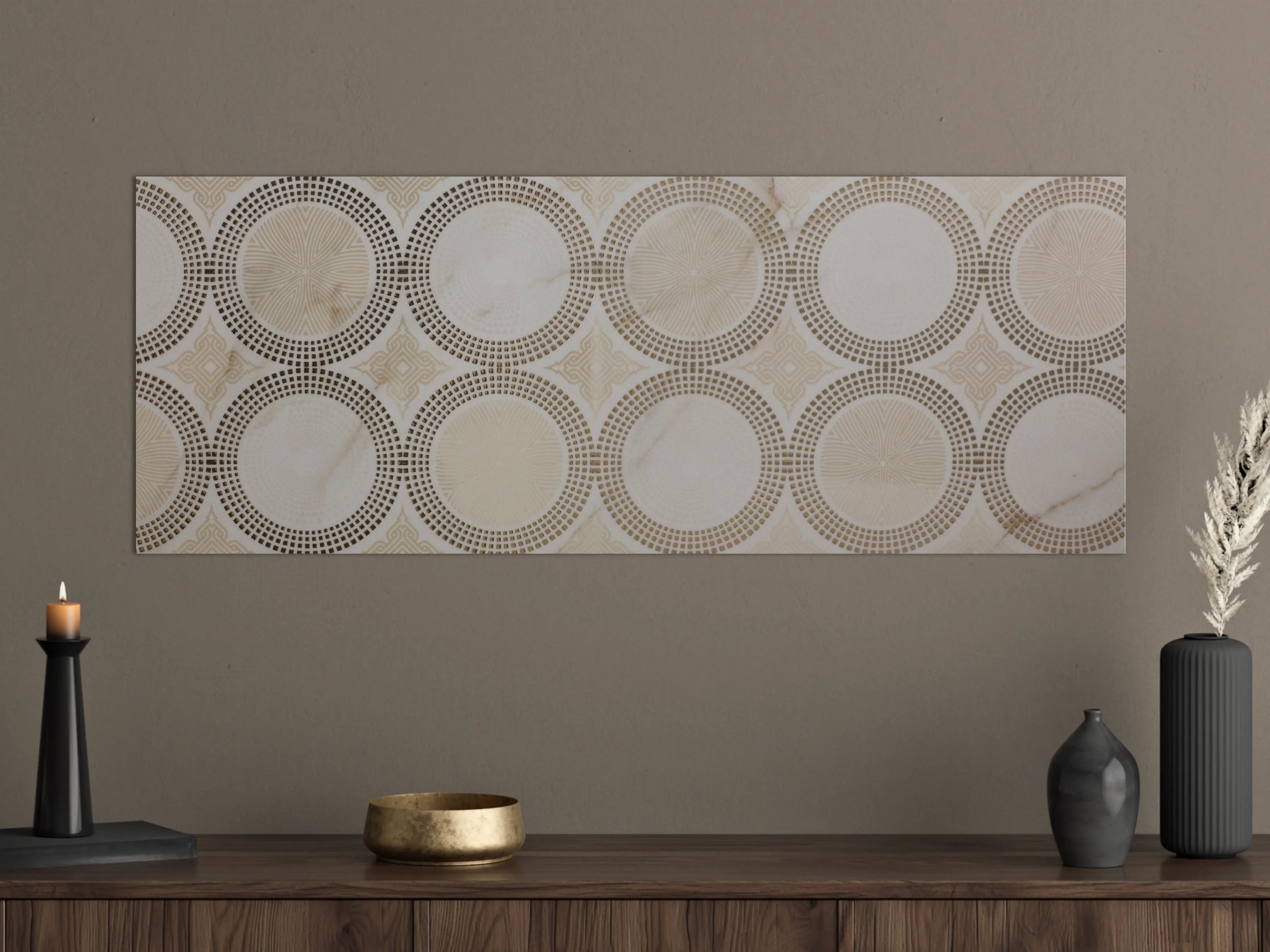 Große Wandbilder - Beige Marmor-Textur mit geometrischem Muster