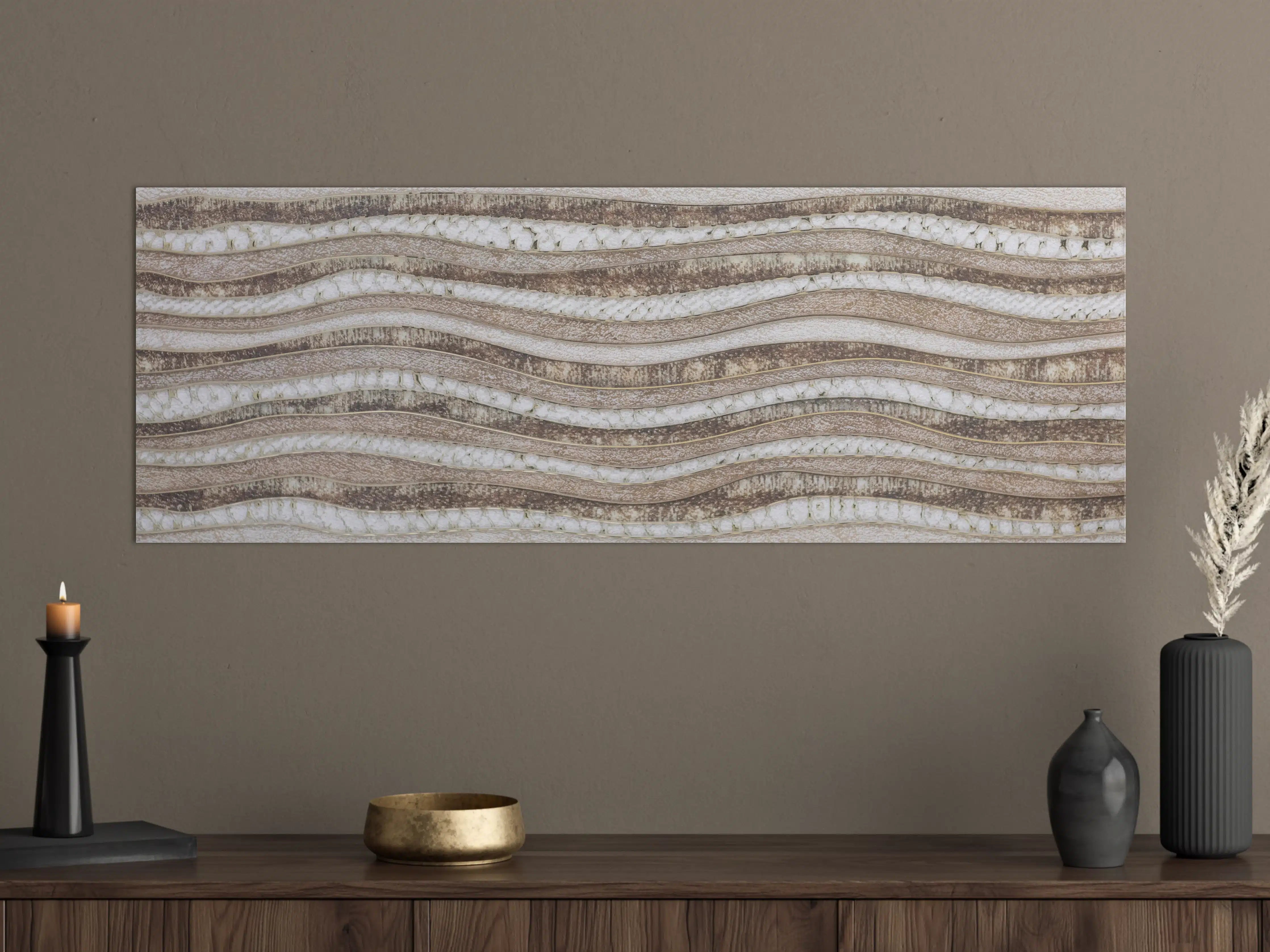 Große Wandbilder - Beige Marmorstruktur mit Wellenmuster