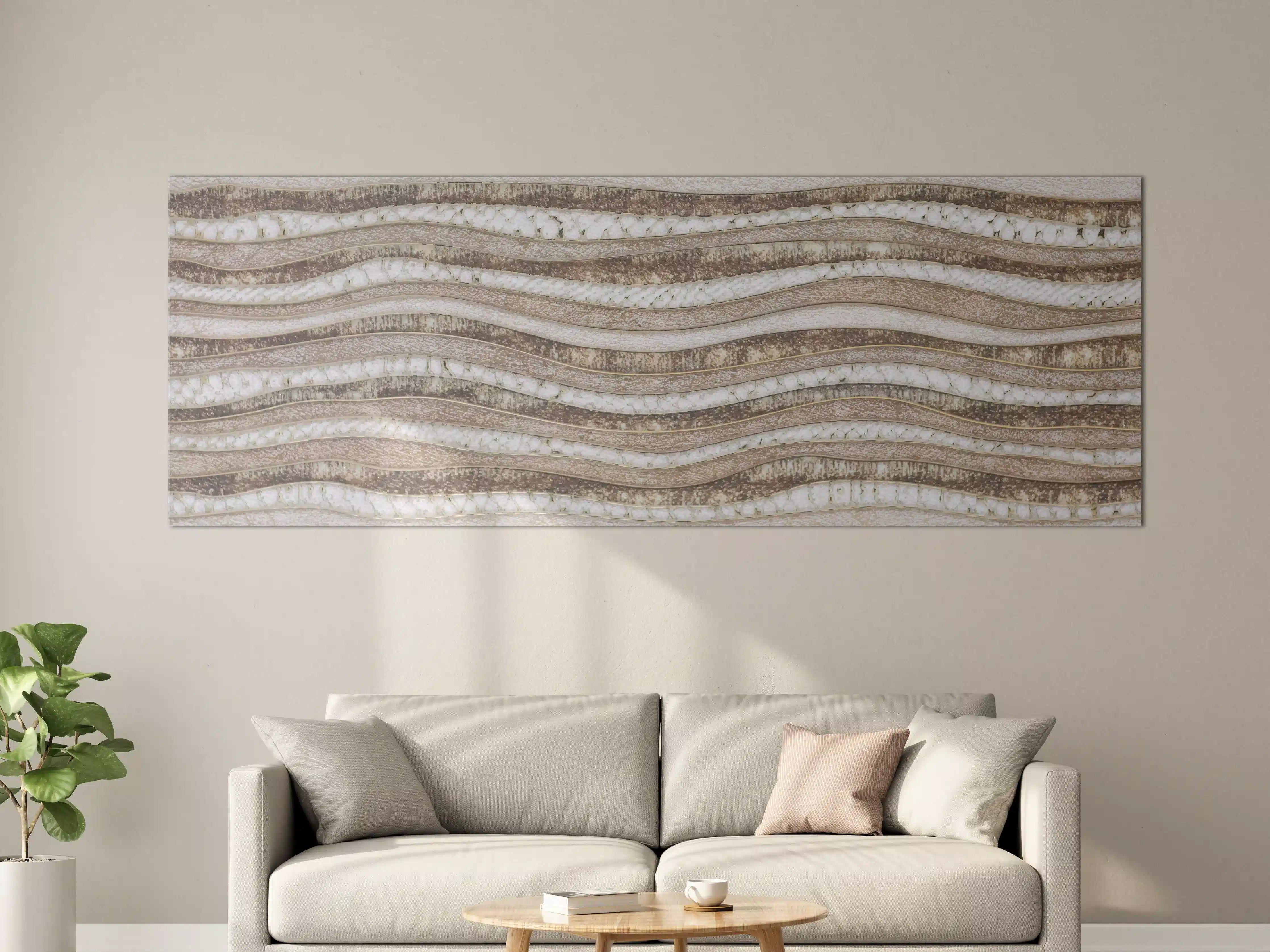 Große Wandbilder - Beige Marmorstruktur mit Wellenmuster