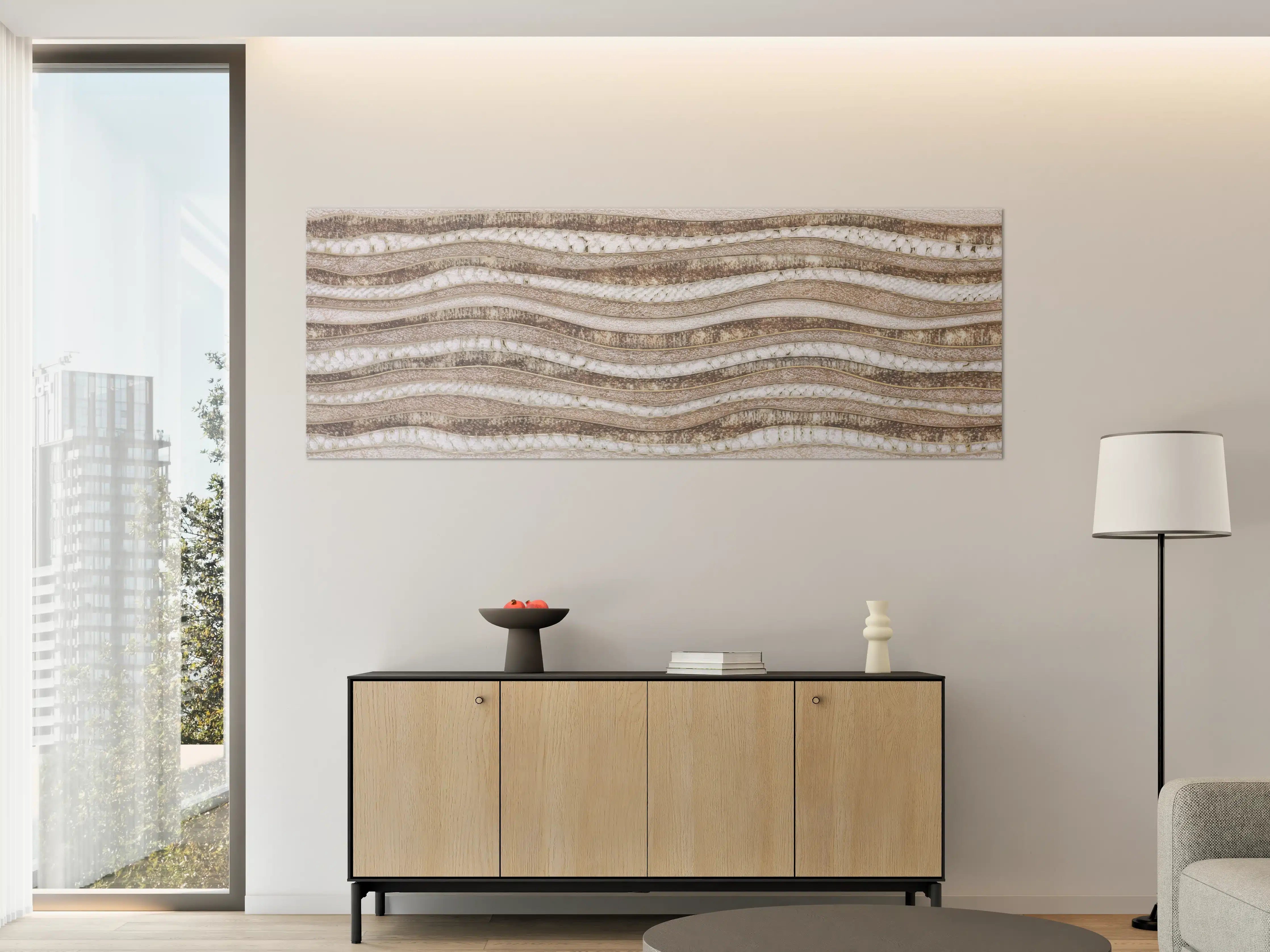 Große Wandbilder - Beige Marmorstruktur mit Wellenmuster