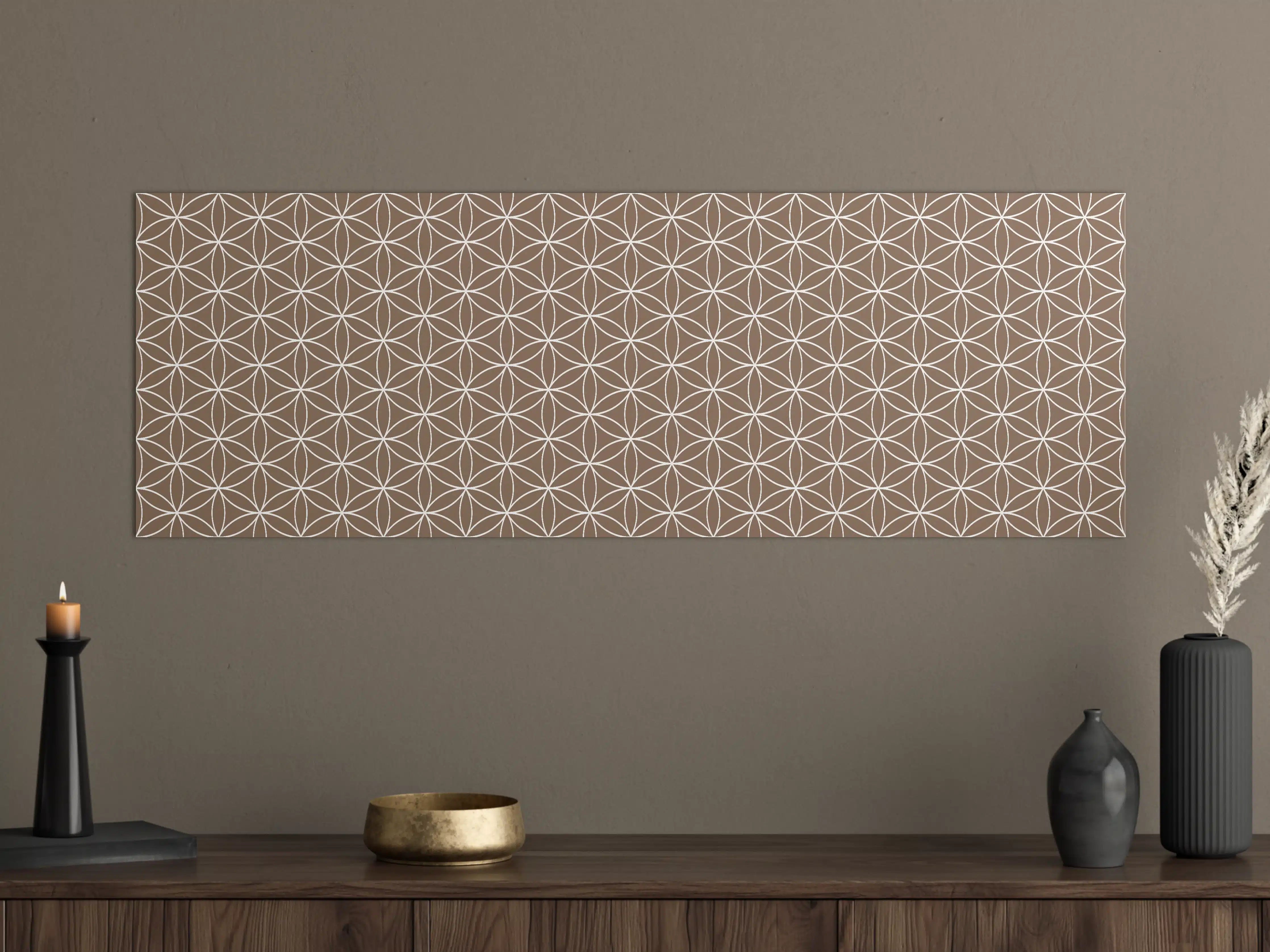 Große Wandbilder - Beige Muster mit geometrischer Blume