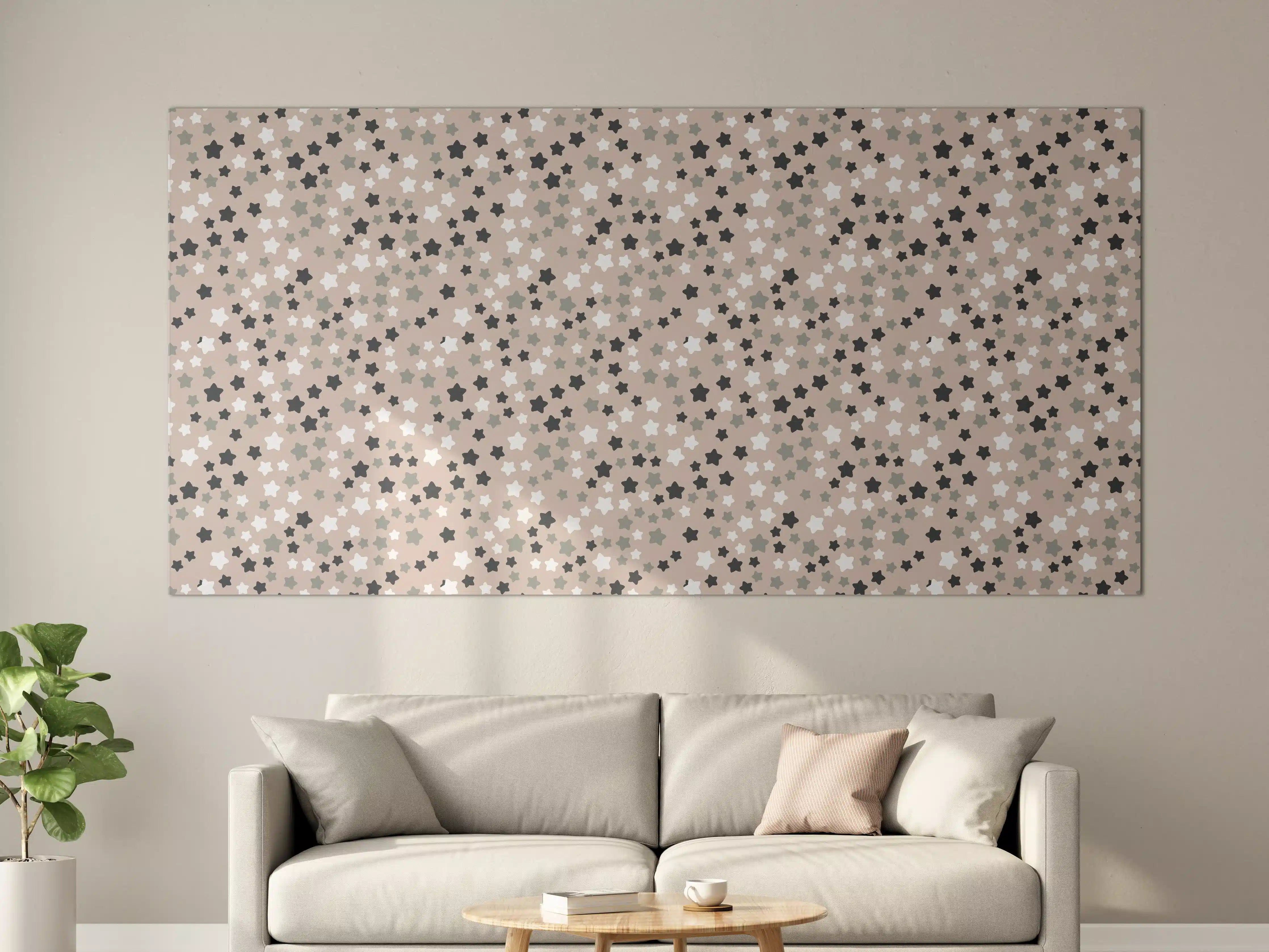 Große Wandbilder - Beige Sternenmuster mit Schwarz Akzenten