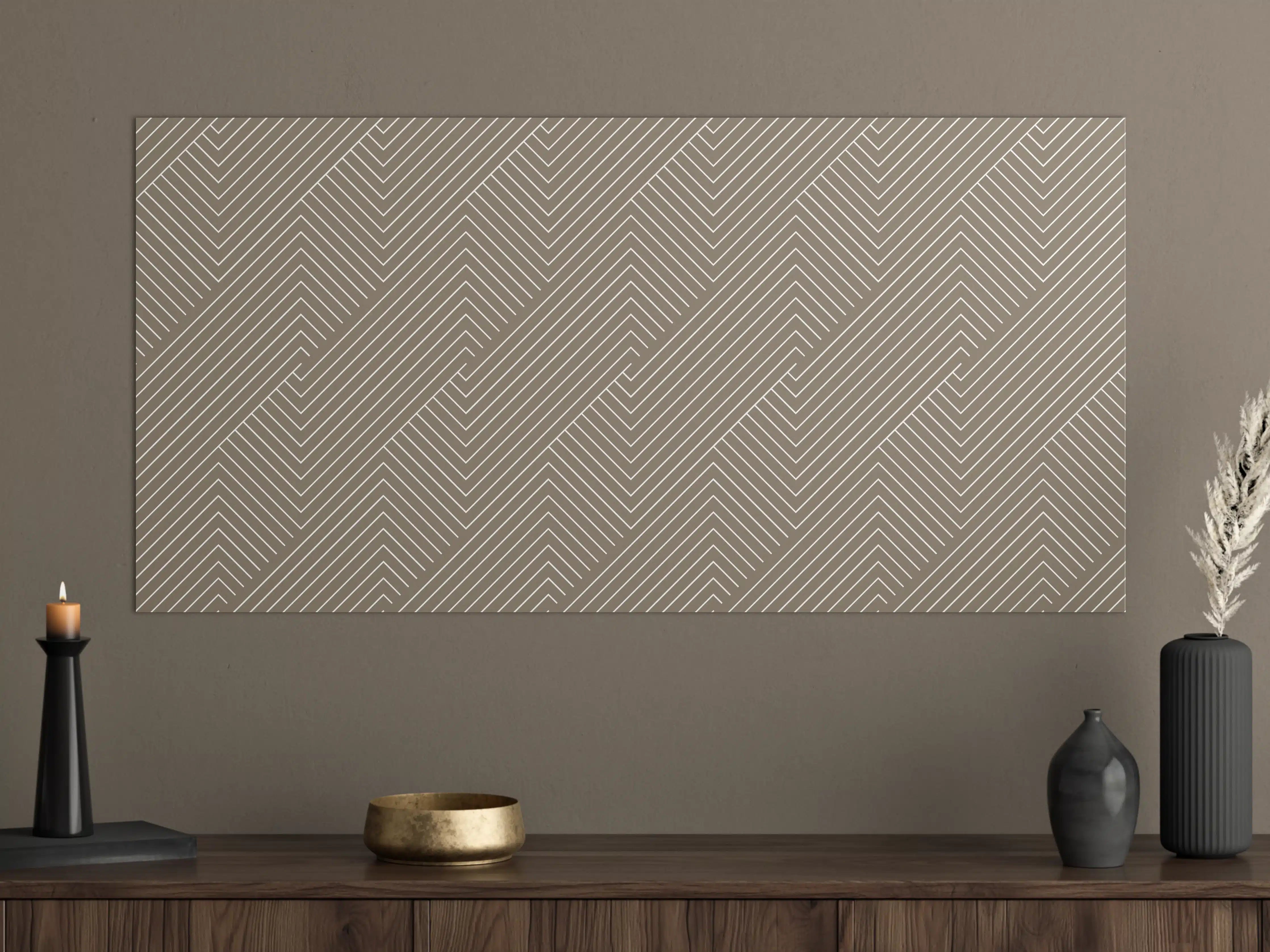 Große Wandbilder - Beige Streifenmuster mit Geometrie