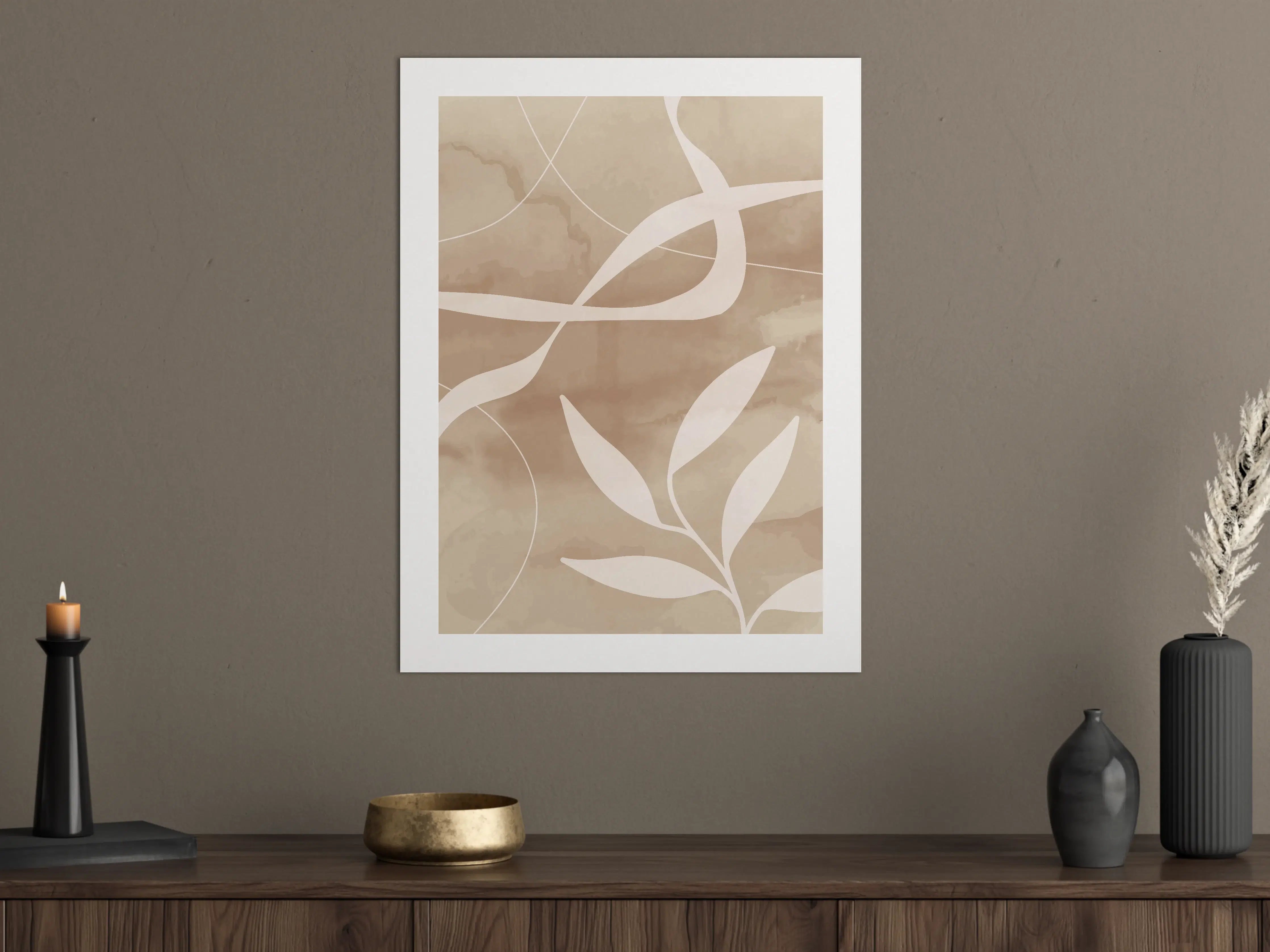 Große Wandbilder - Beige-Ton Wandbild mit Naturmotiven