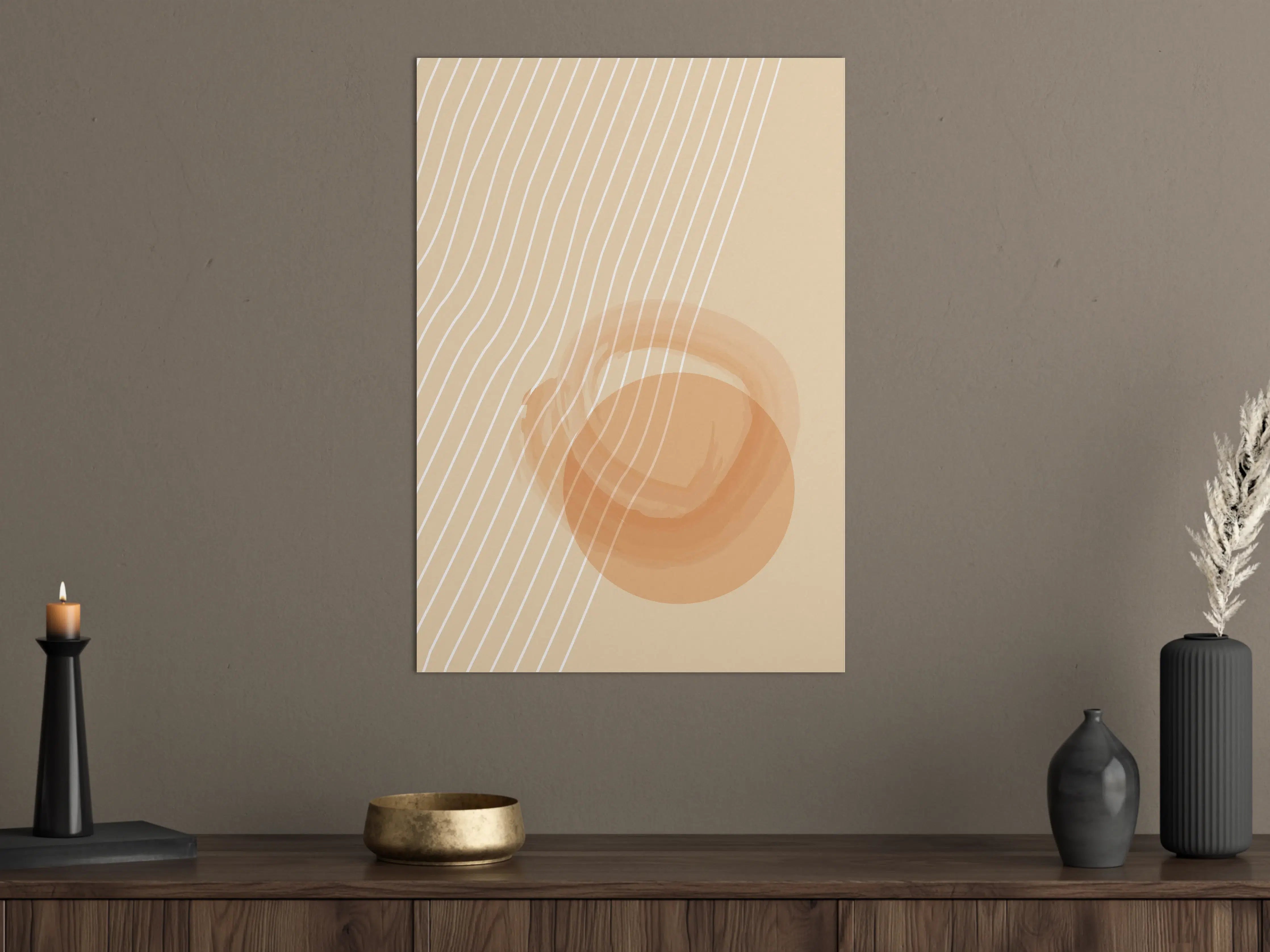 Große Wandbilder - Beige-Waschbeton-Effekt mit weißen Linien