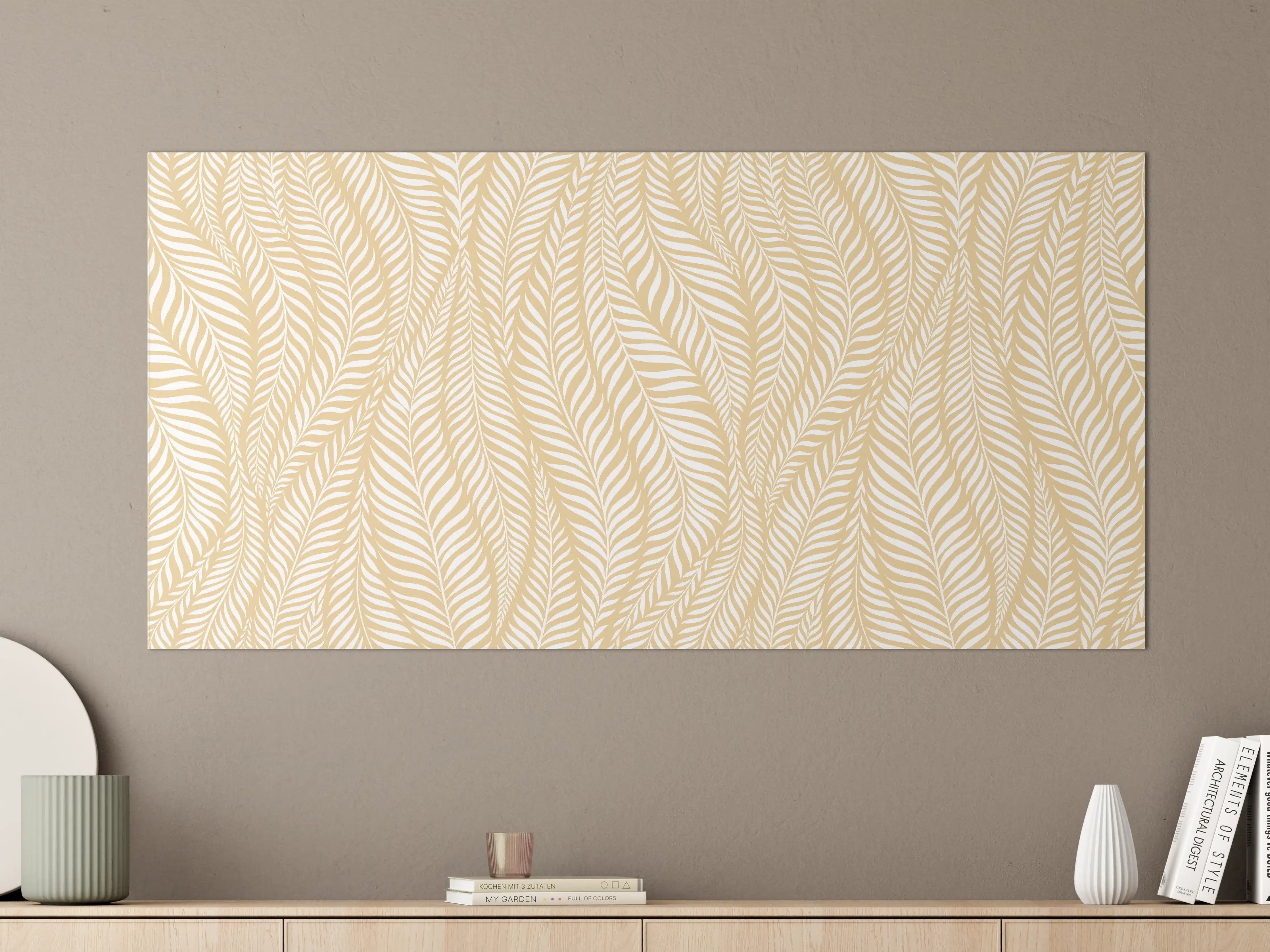 Große Wandbilder - Beige-Weiße Blattmustermuster