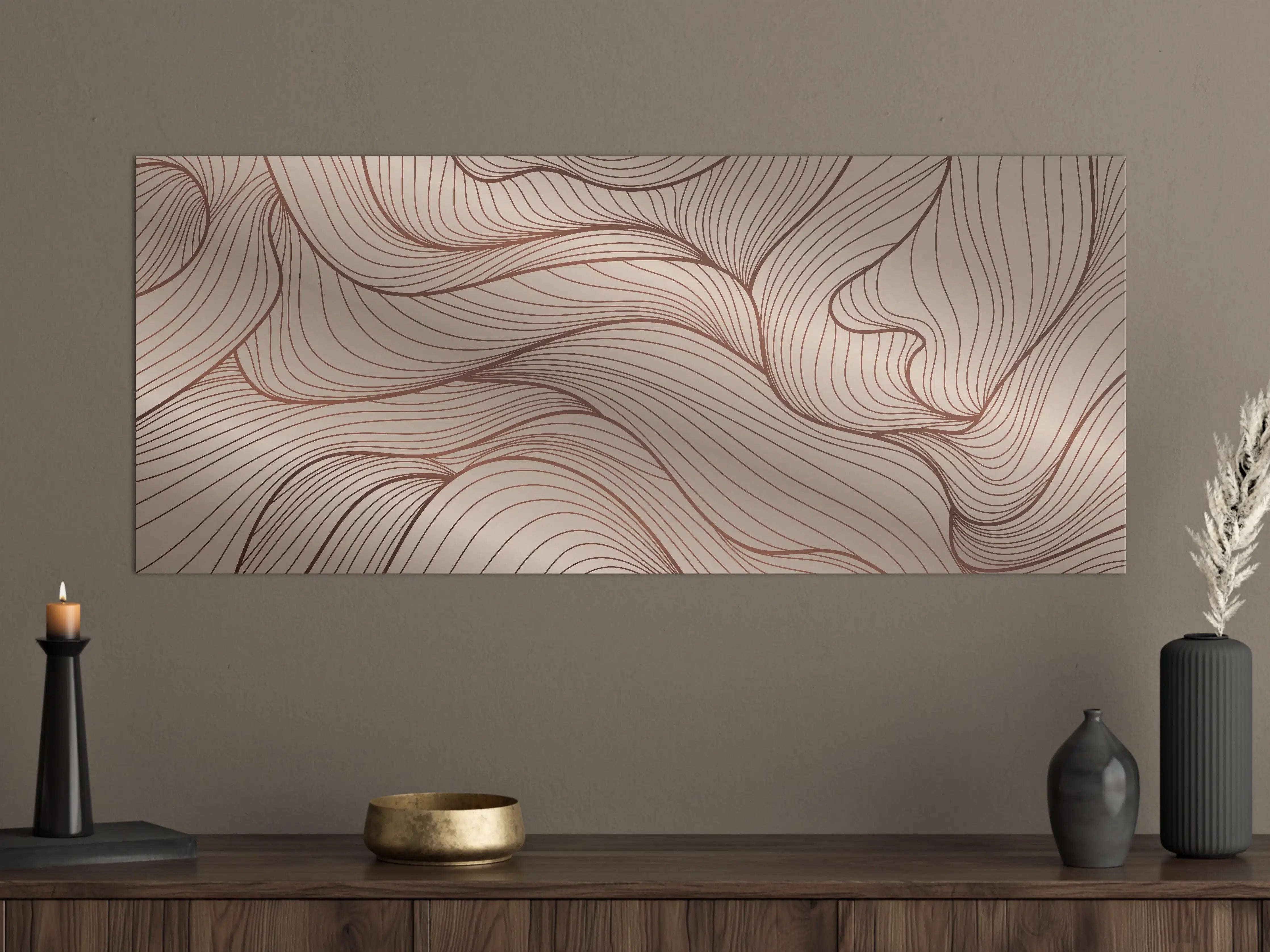 Große Wandbilder - Beige Wellenlinien Textur