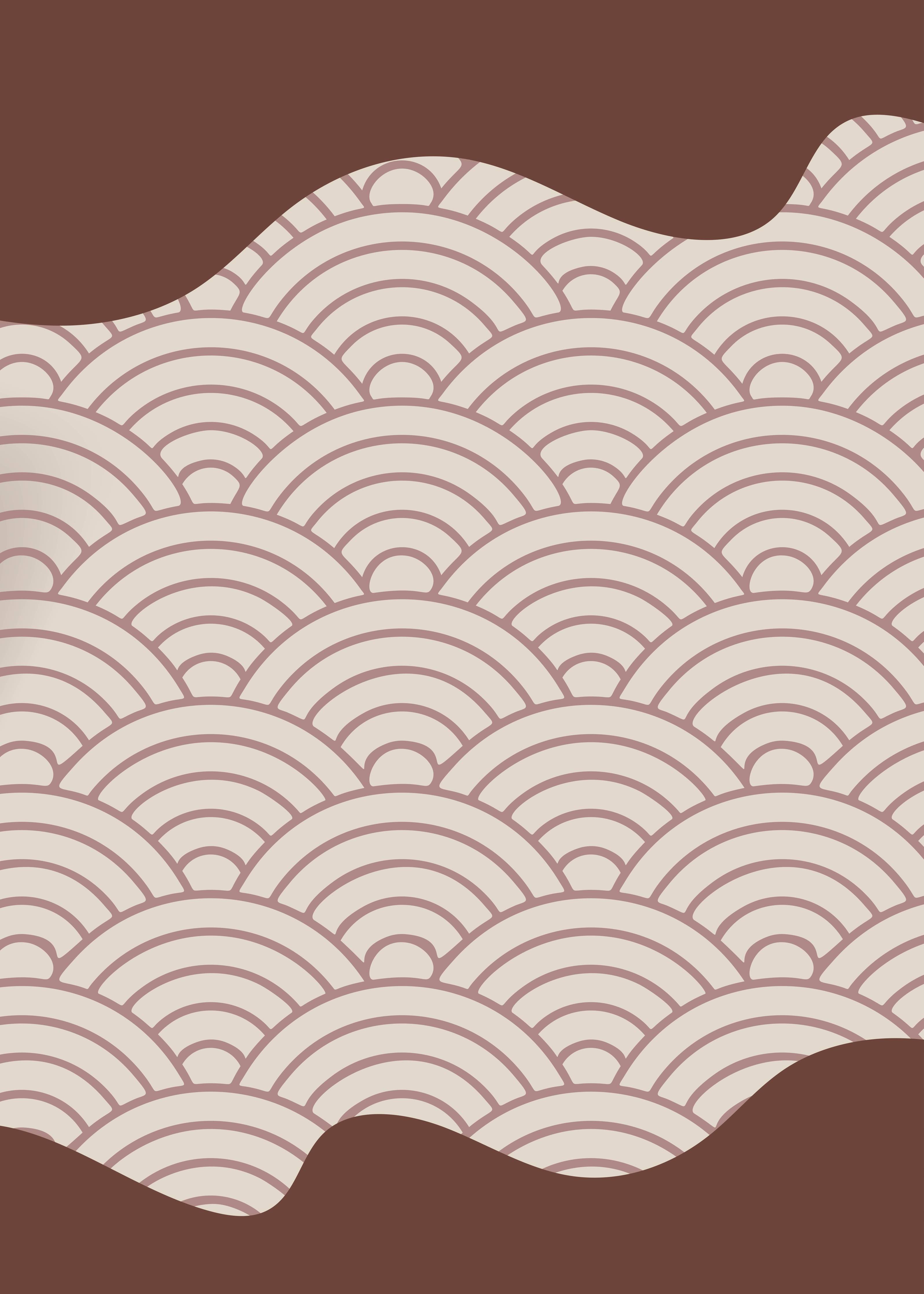 Große Wandbilder-Beige Wellenmuster mit braunem Rand