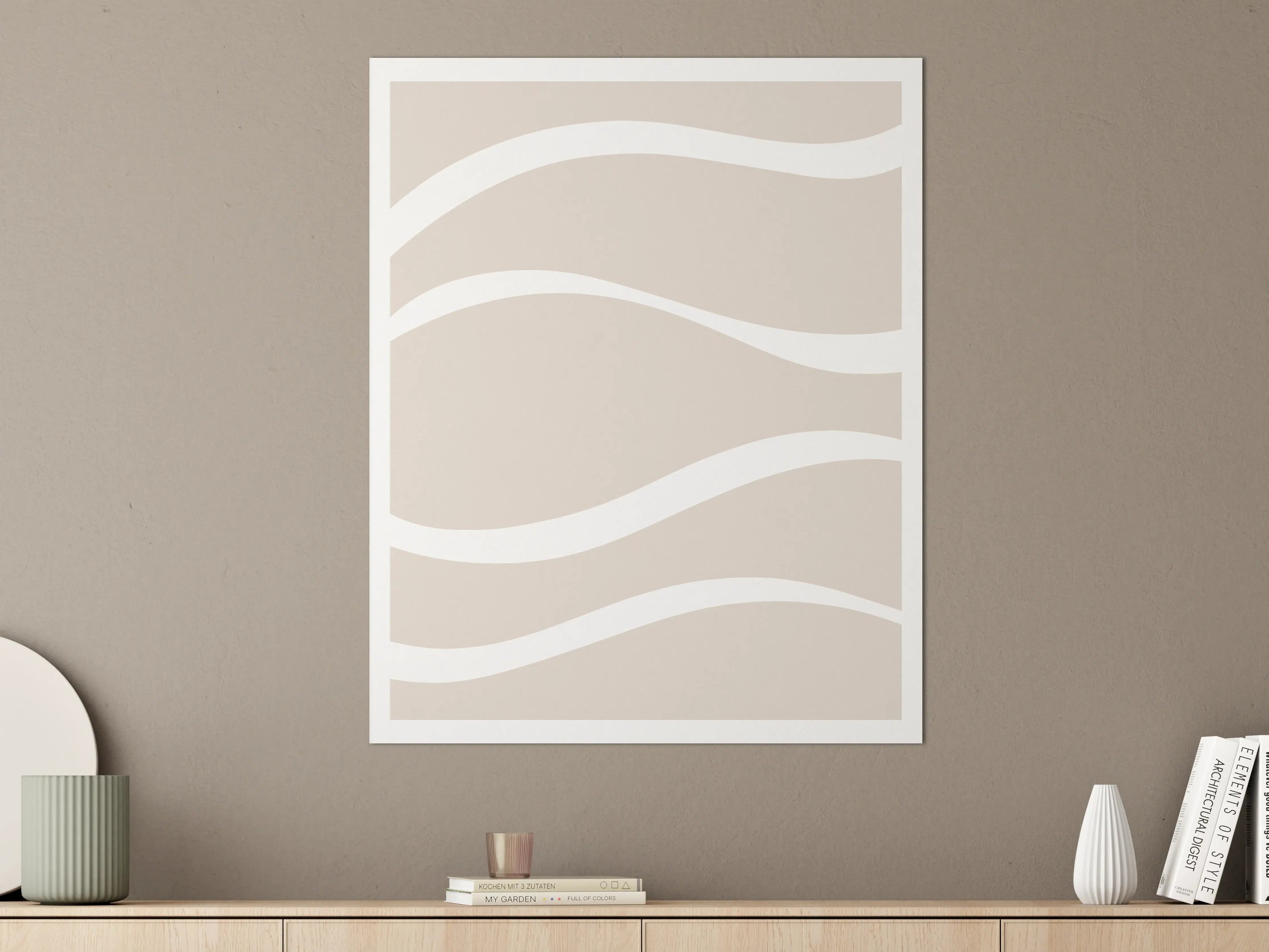 Große Wandbilder - Beige Wellenmuster mit weißen Akzenten