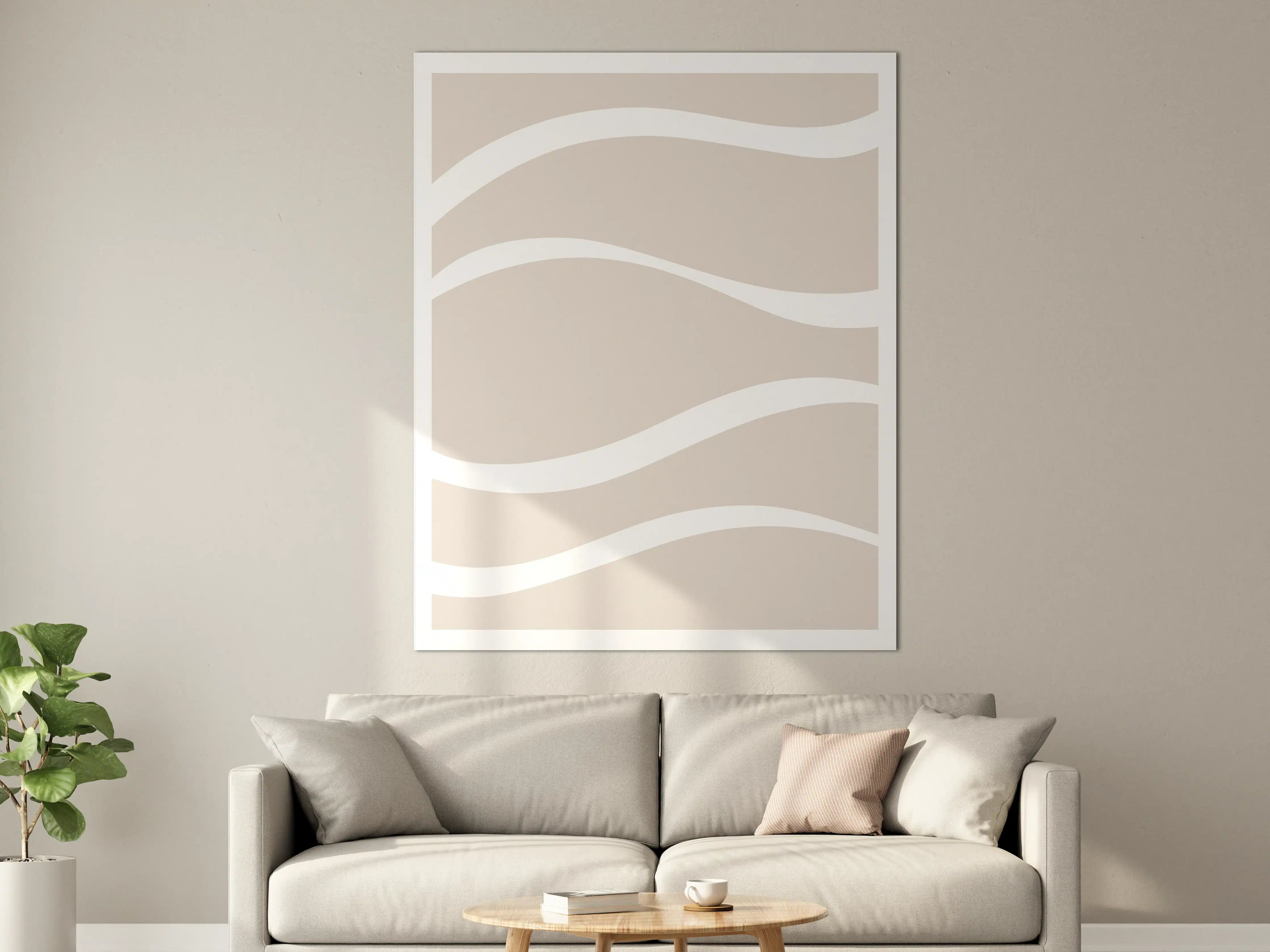 Große Wandbilder - Beige Wellenmuster mit weißen Akzenten