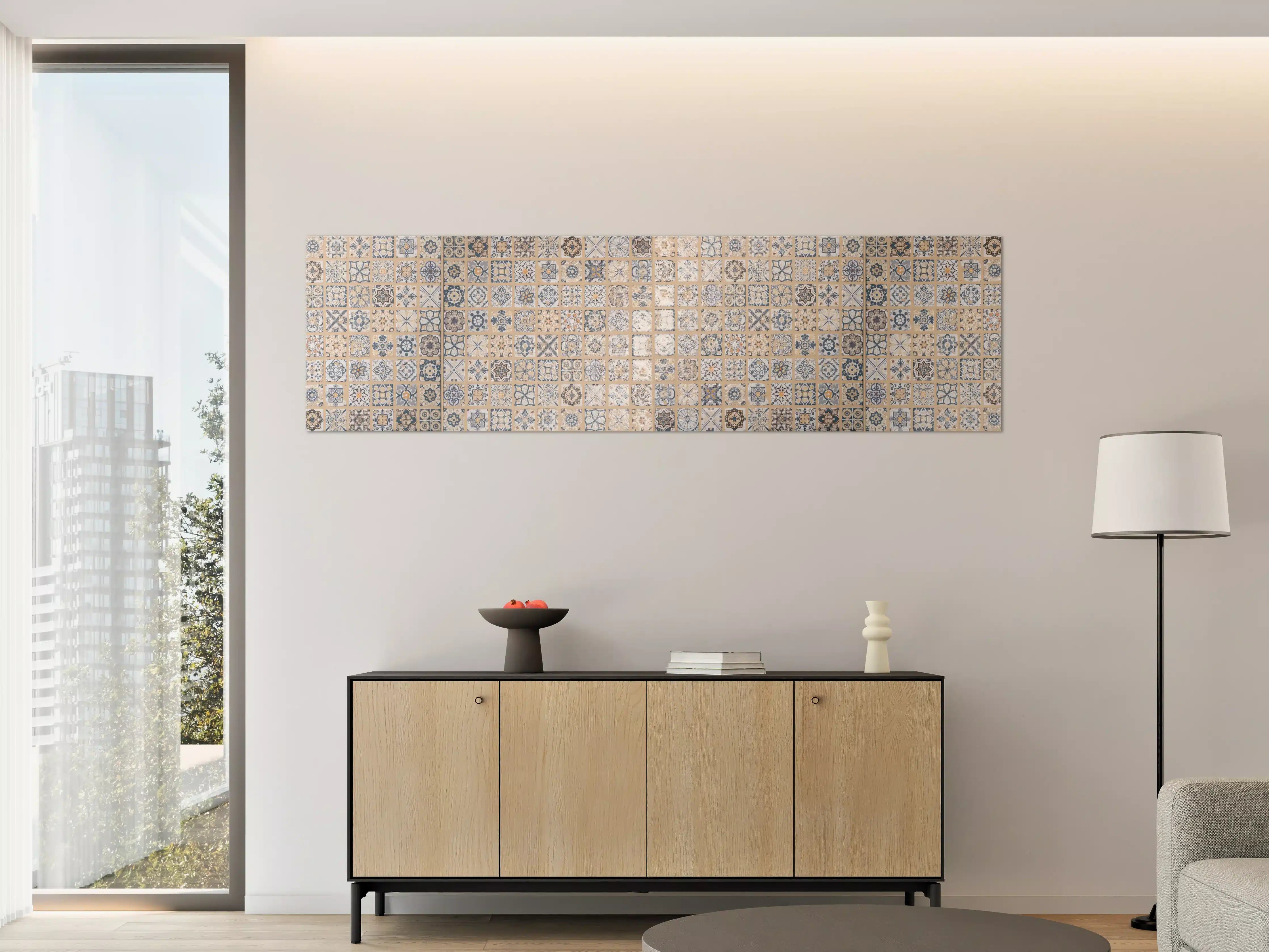 Große Wandbilder - Beige-blau Vintage Mosaik