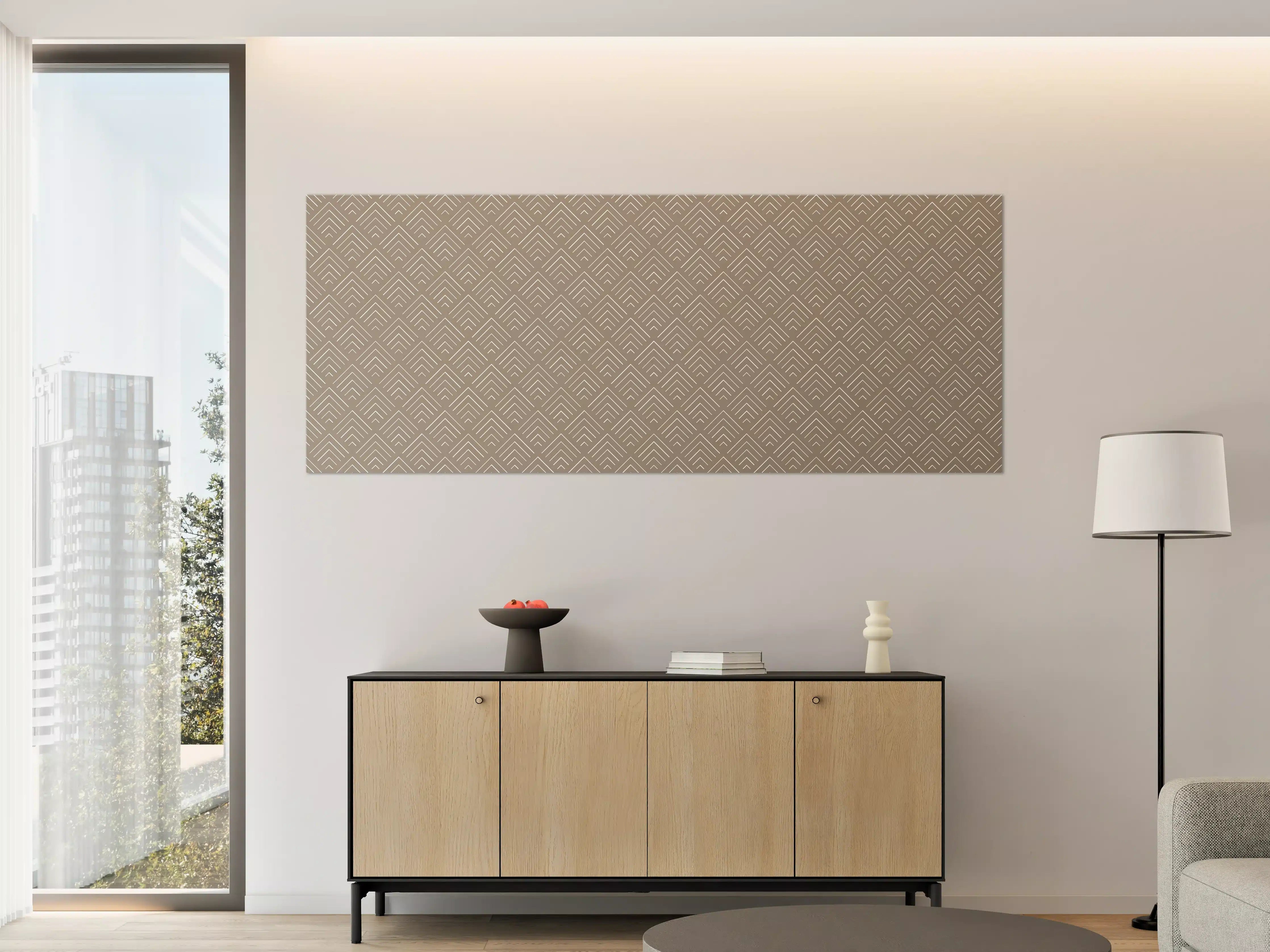 Große Wandbilder - Beige geometrisches Muster mit Linien
