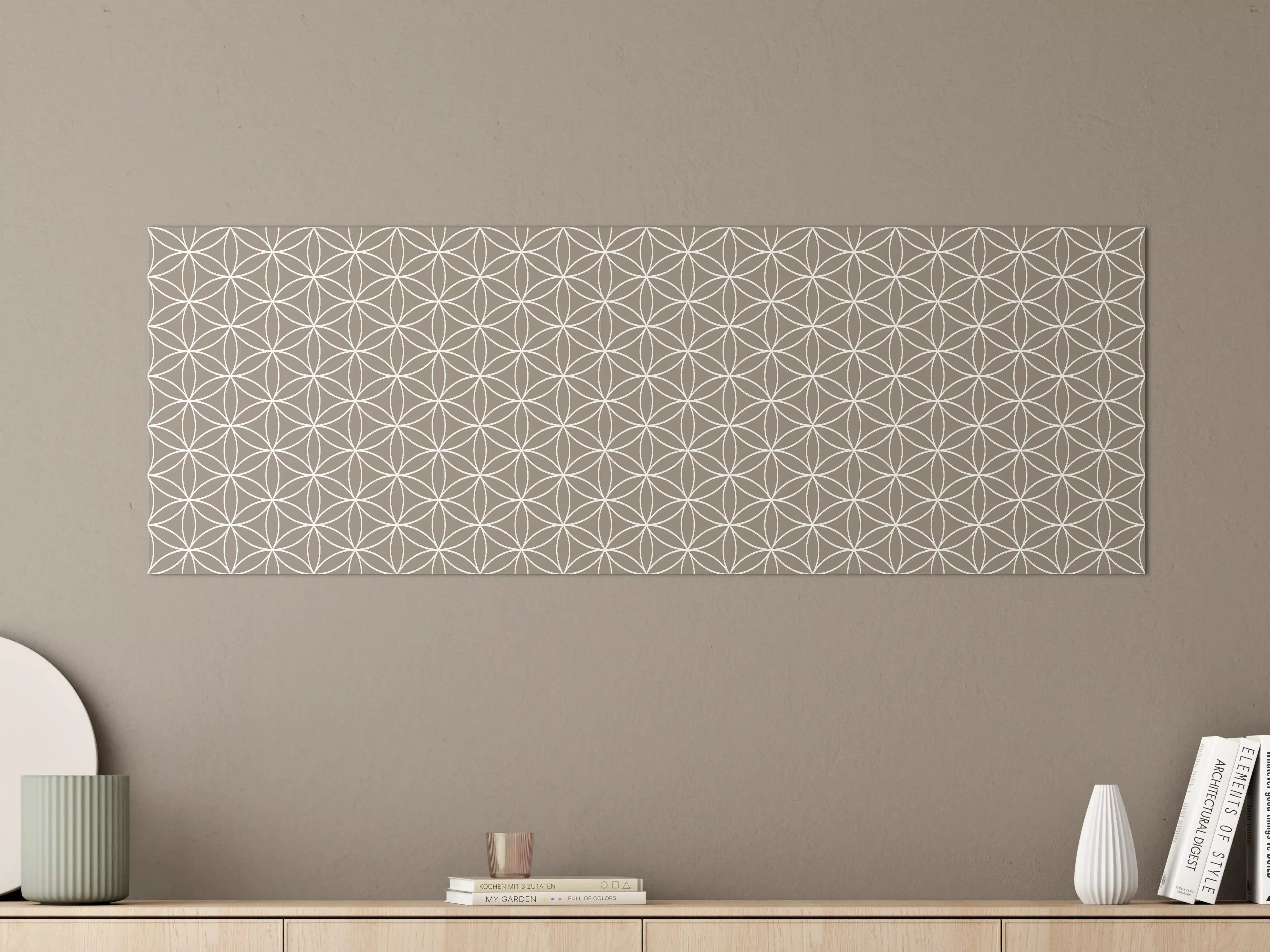 Große Wandbilder - Beige geometrisches Muster mit weißen Linien