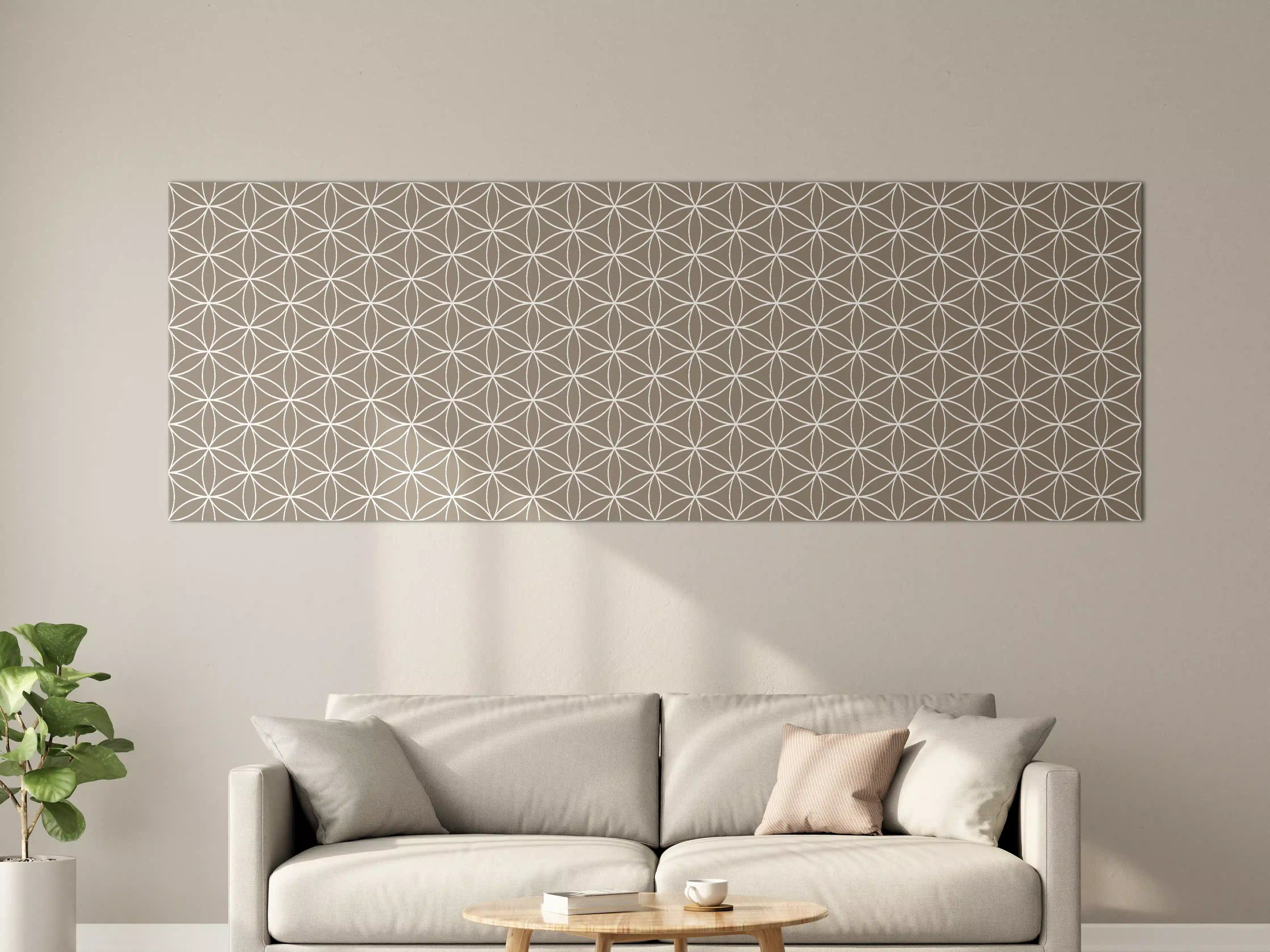 Große Wandbilder - Beige geometrisches Muster mit weißen Linien