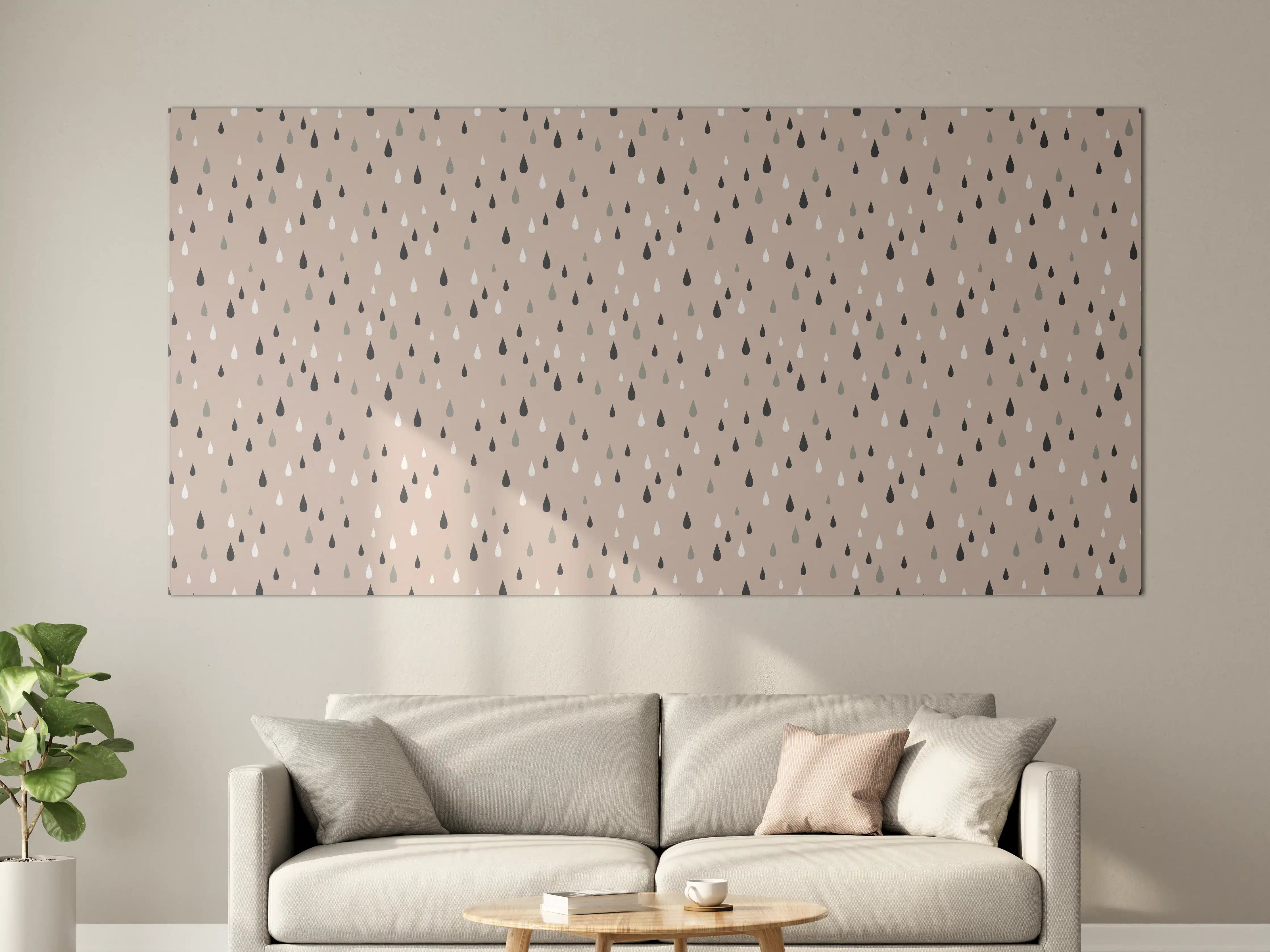 Große Wandbilder - Beige mit schwarzen und weißen Regentropfen