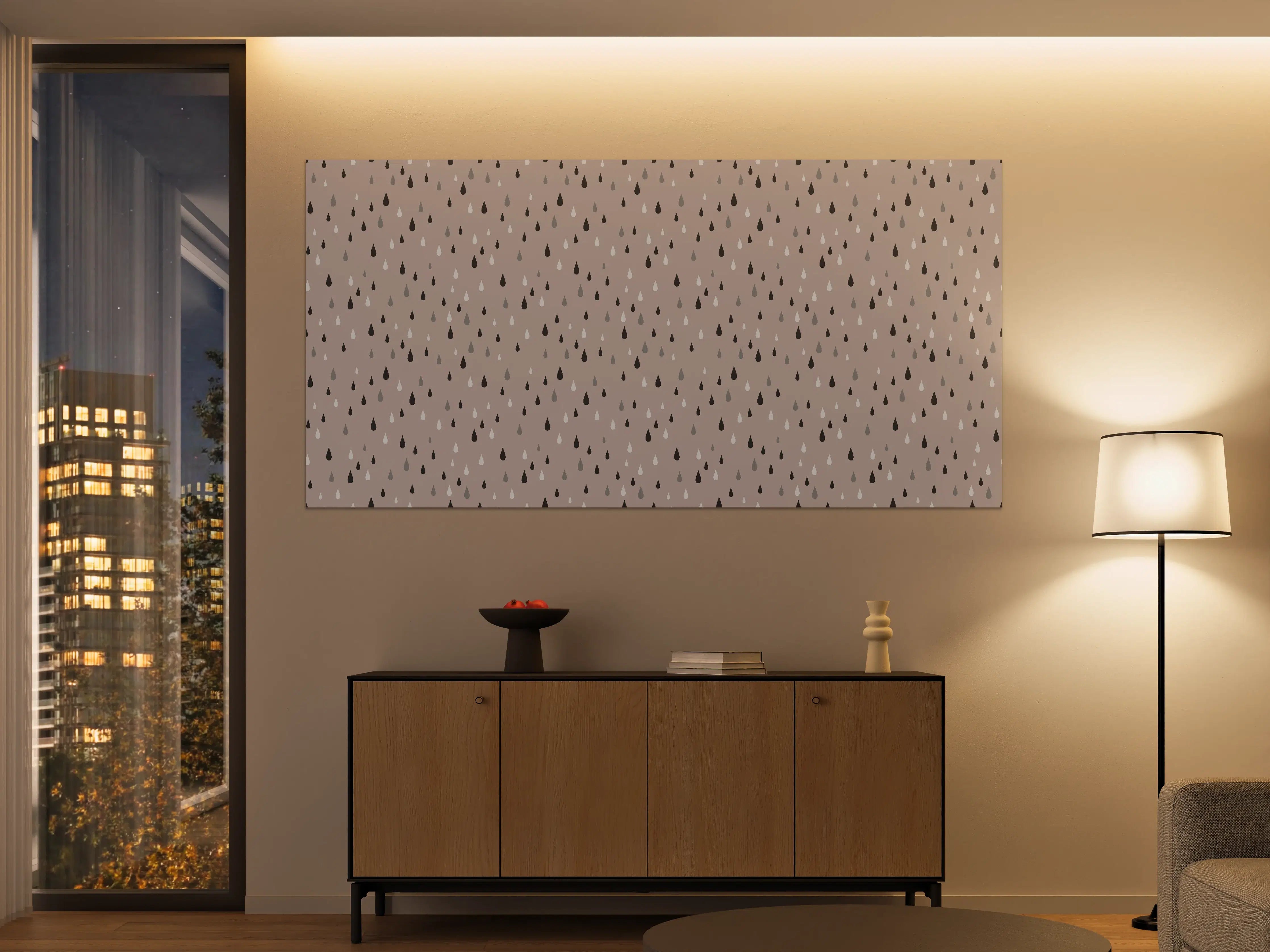 Große Wandbilder - Beige mit schwarzen und weißen Regentropfen
