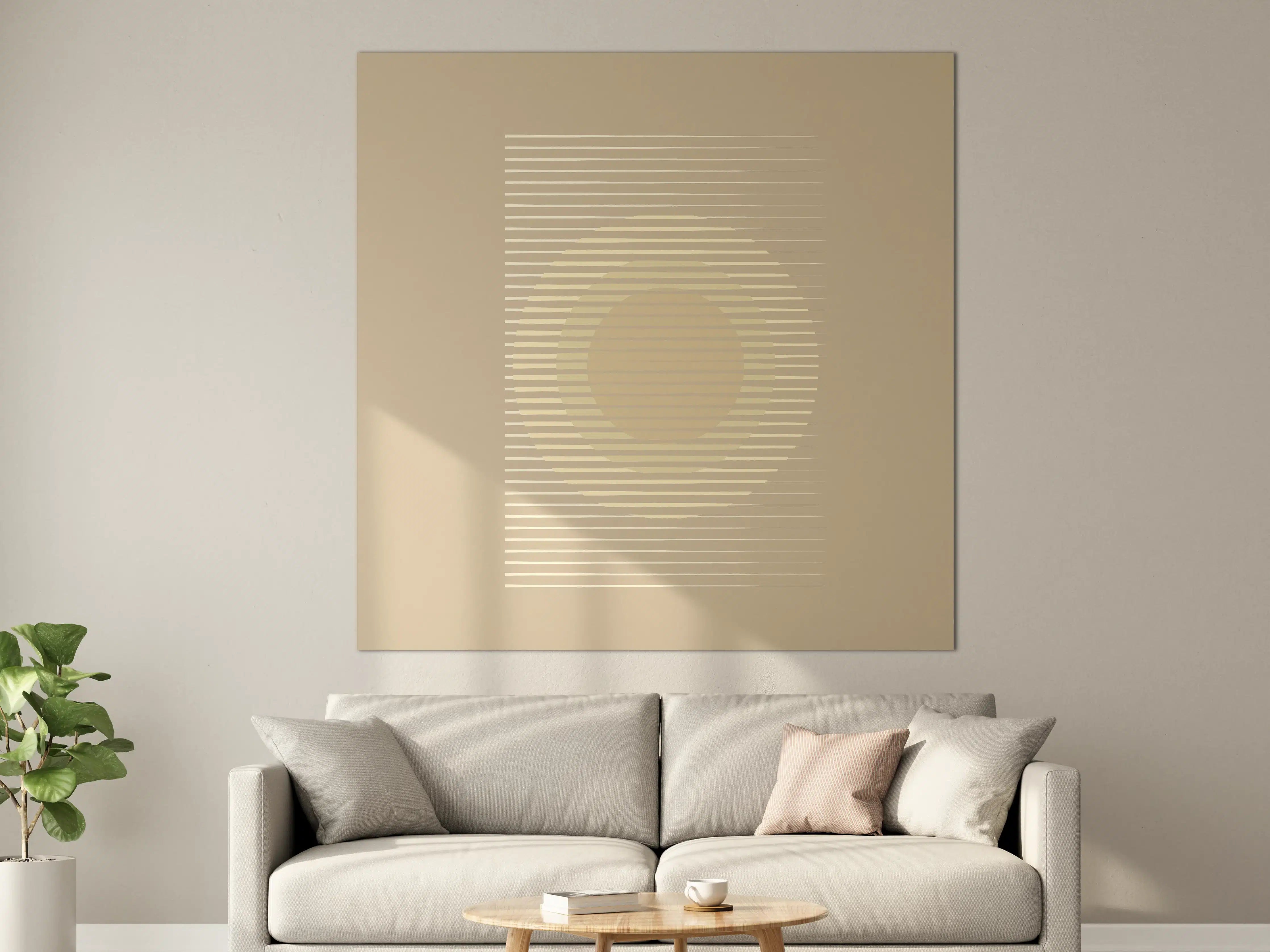 Große Wandbilder - Beige und Creme Farbverlauf mit Linienakzenten