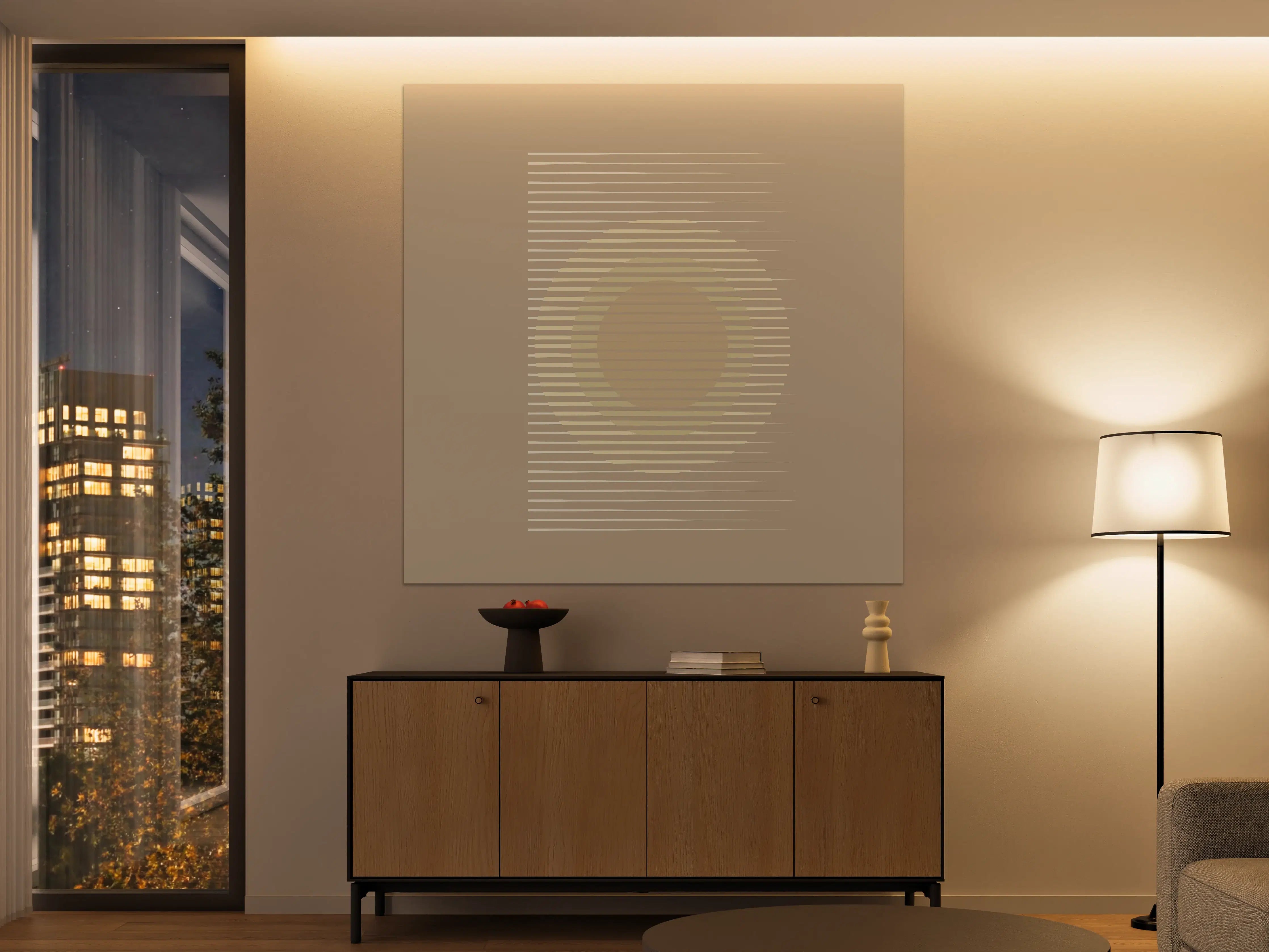 Große Wandbilder - Beige und Creme Farbverlauf mit Linienakzenten