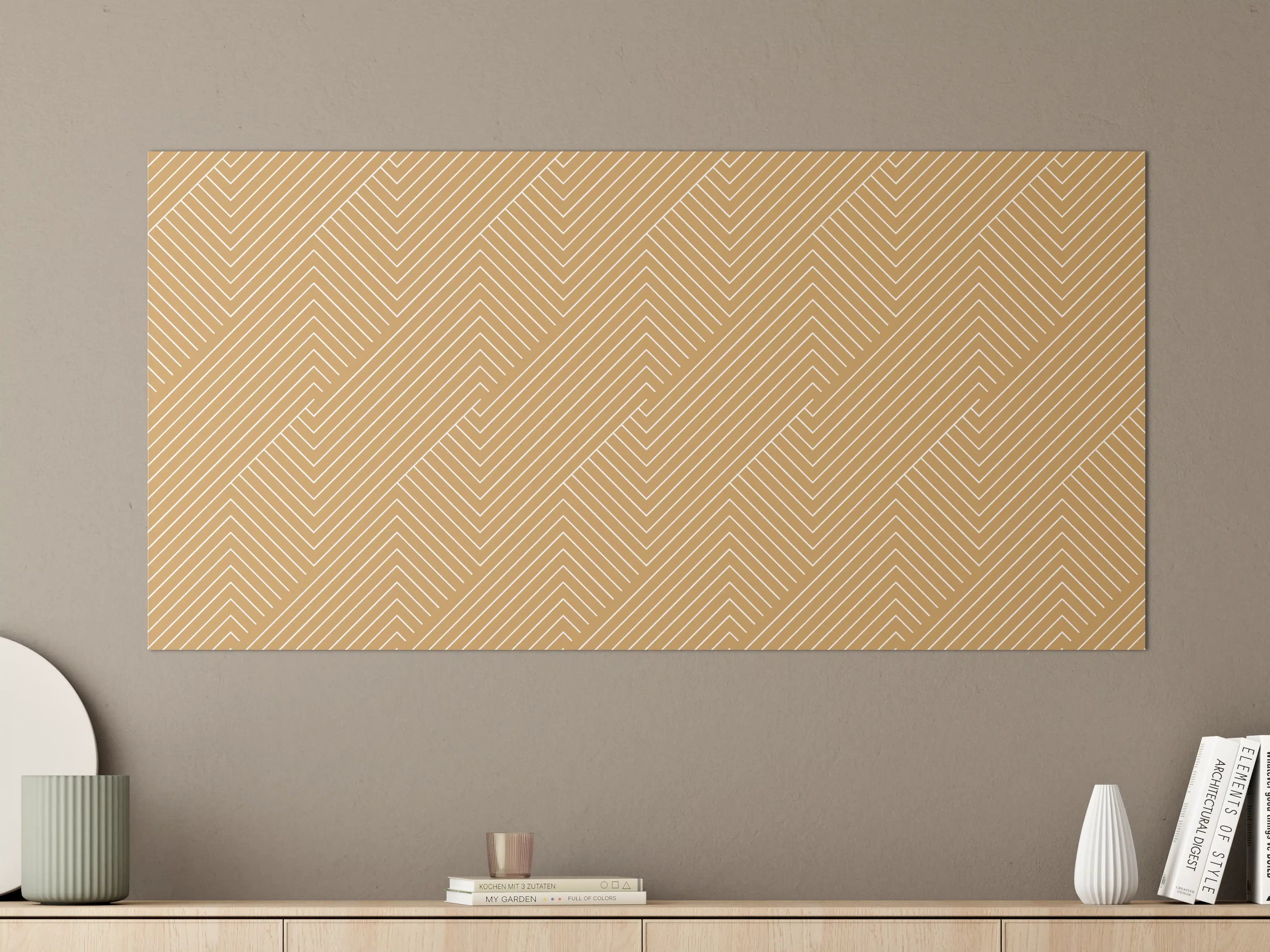 Große Wandbilder - Beige und Goldene geometrische Linienmuster