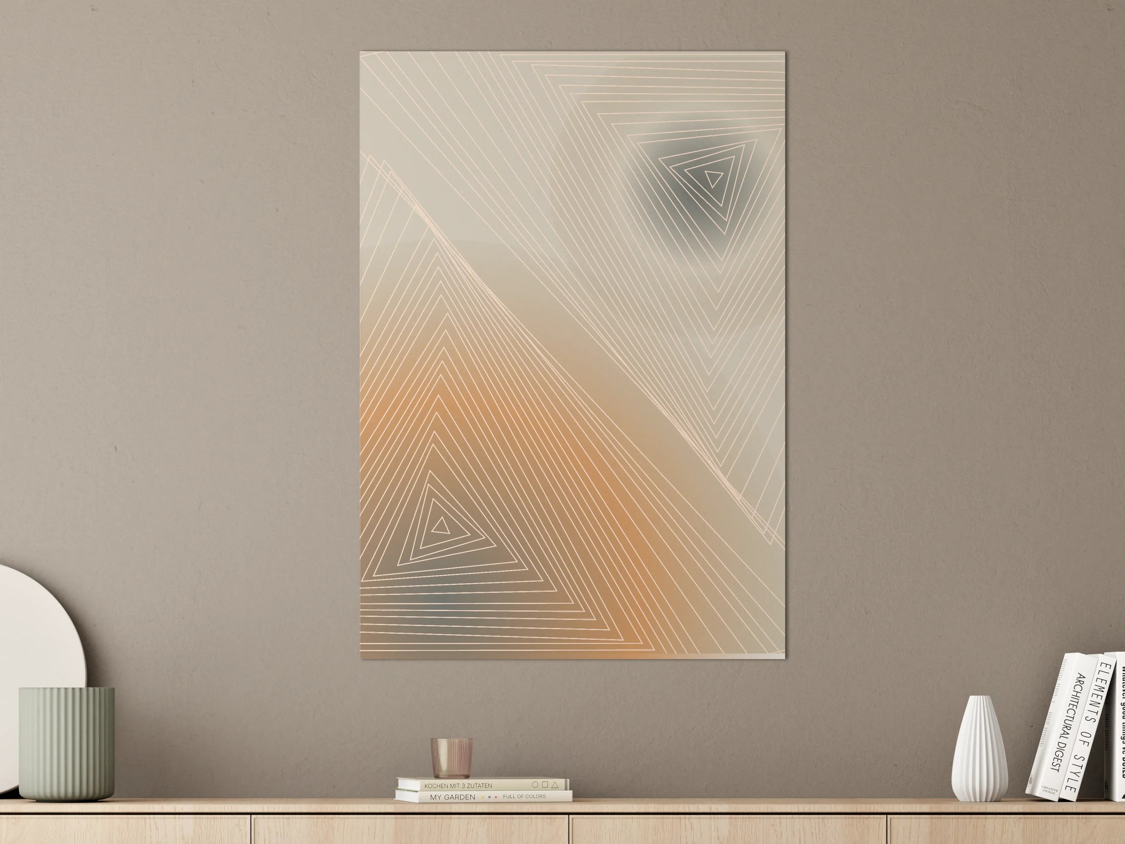 Große Wandbilder - Beige und Graue geometrische Muster mit Triangle-Design