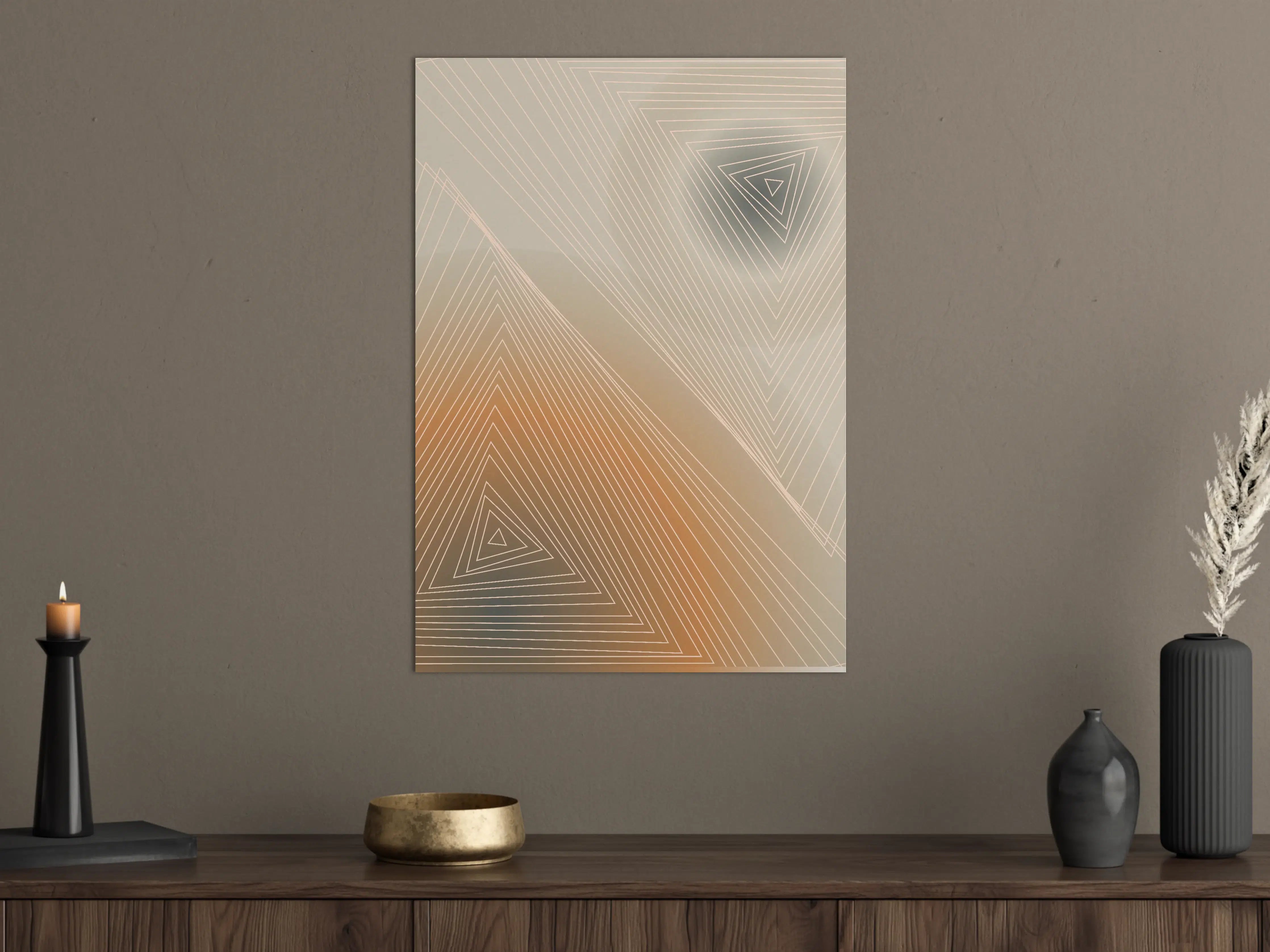 Große Wandbilder - Beige und Graue geometrische Muster mit Triangle-Design