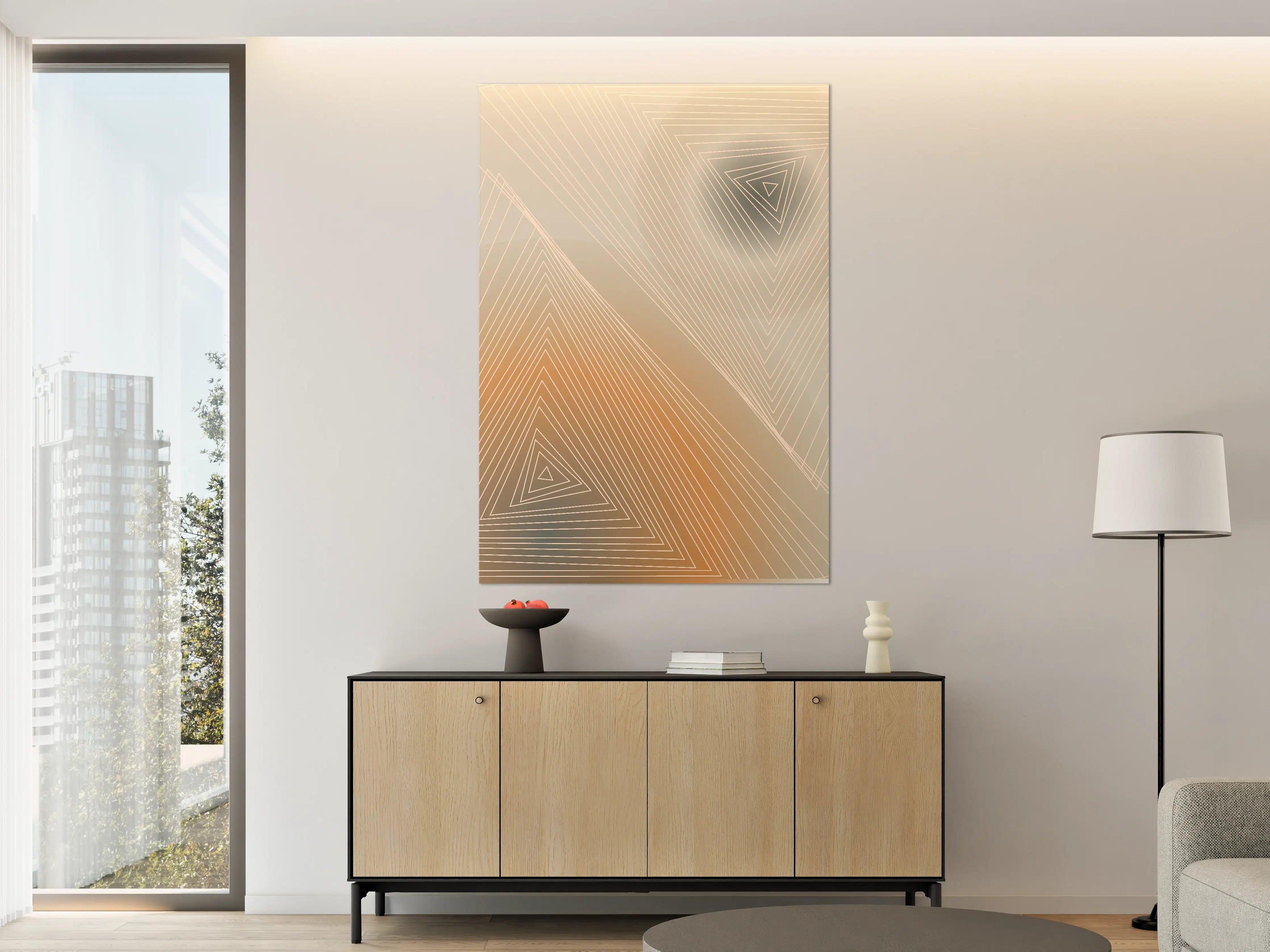 Große Wandbilder - Beige und Graue geometrische Muster mit Triangle-Design
