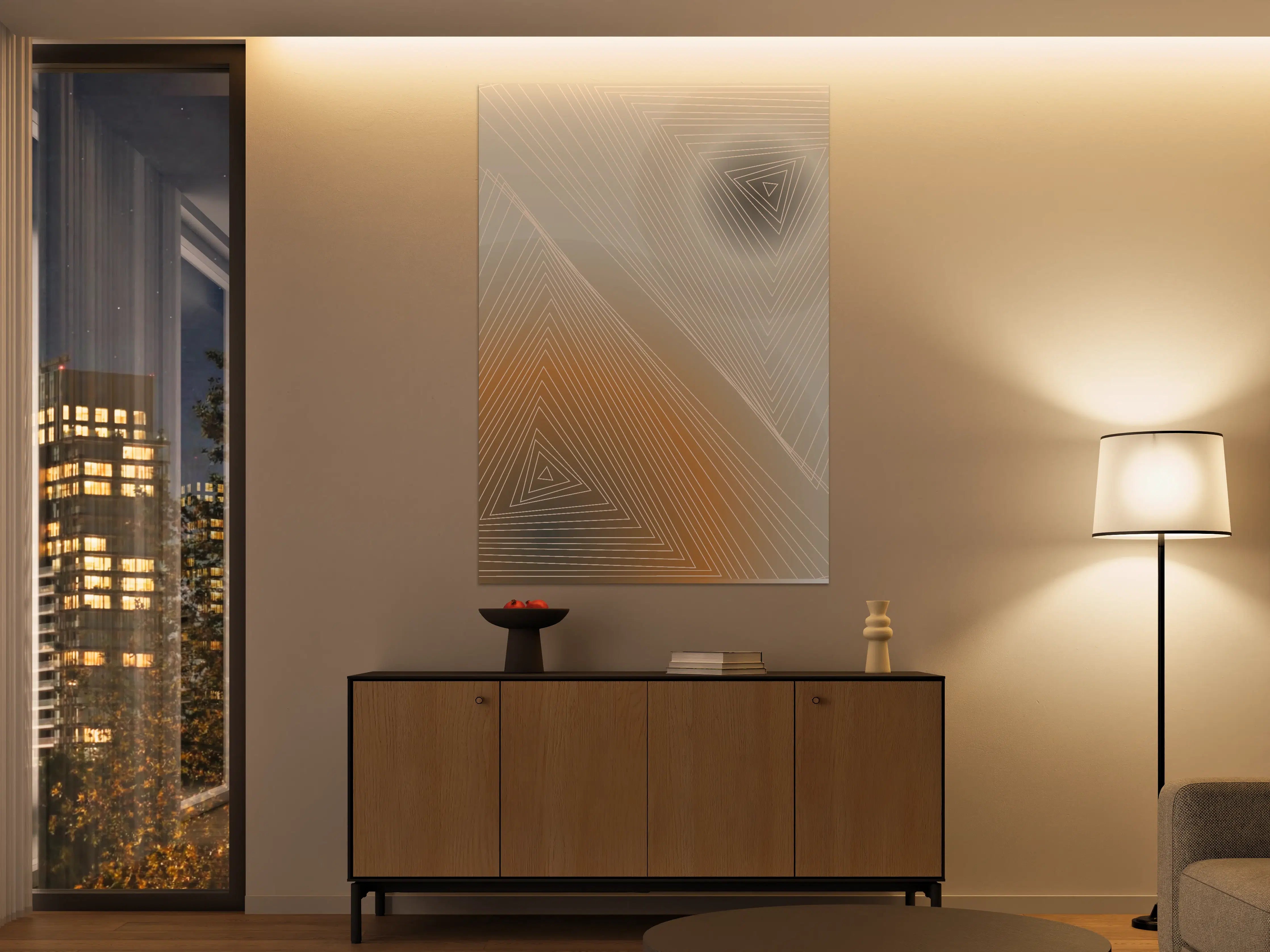 Große Wandbilder - Beige und Graue geometrische Muster mit Triangle-Design
