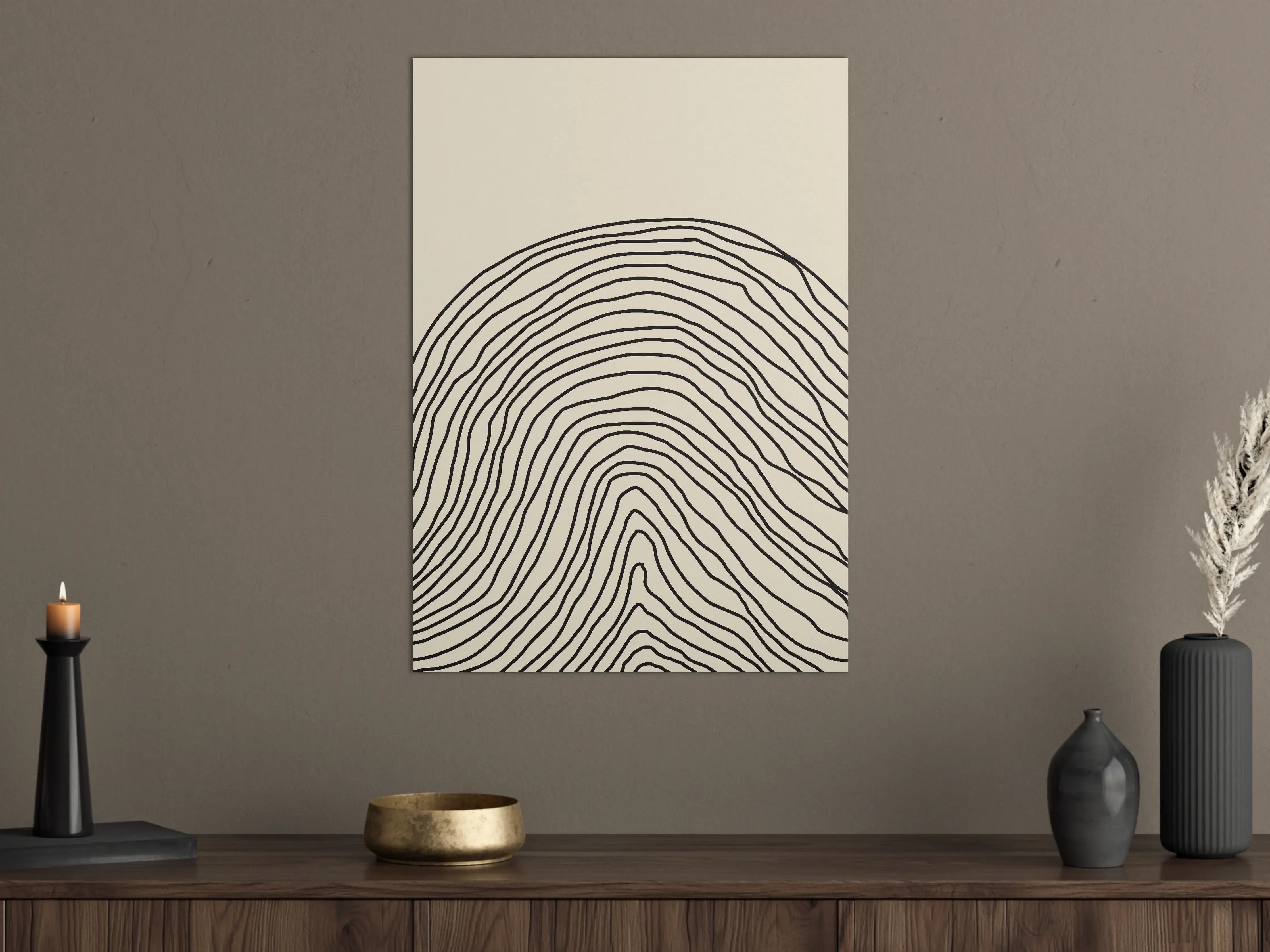 Große Wandbilder - Beige und Schwarze Linienzeichnung