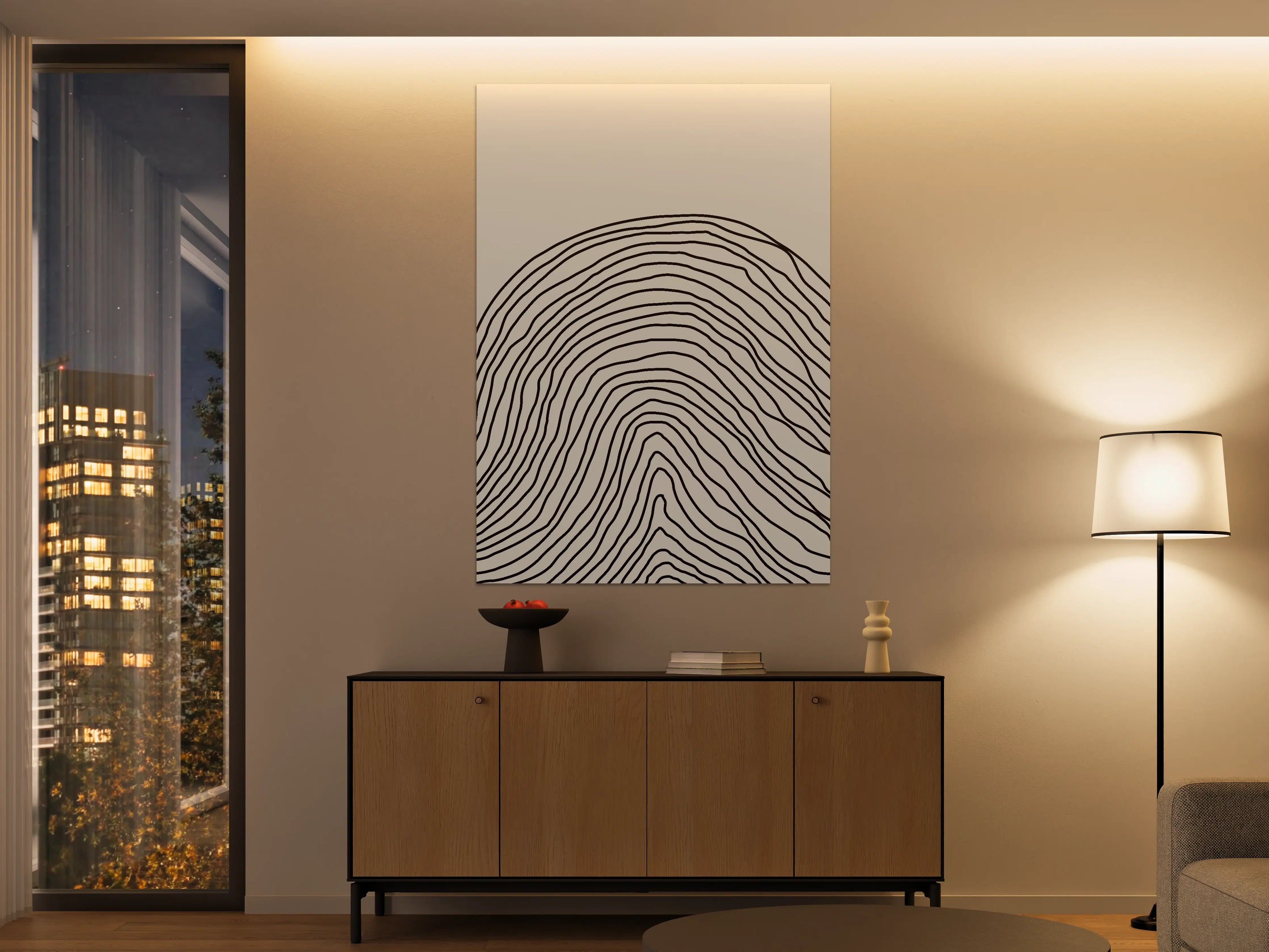 Große Wandbilder - Beige und Schwarze Linienzeichnung